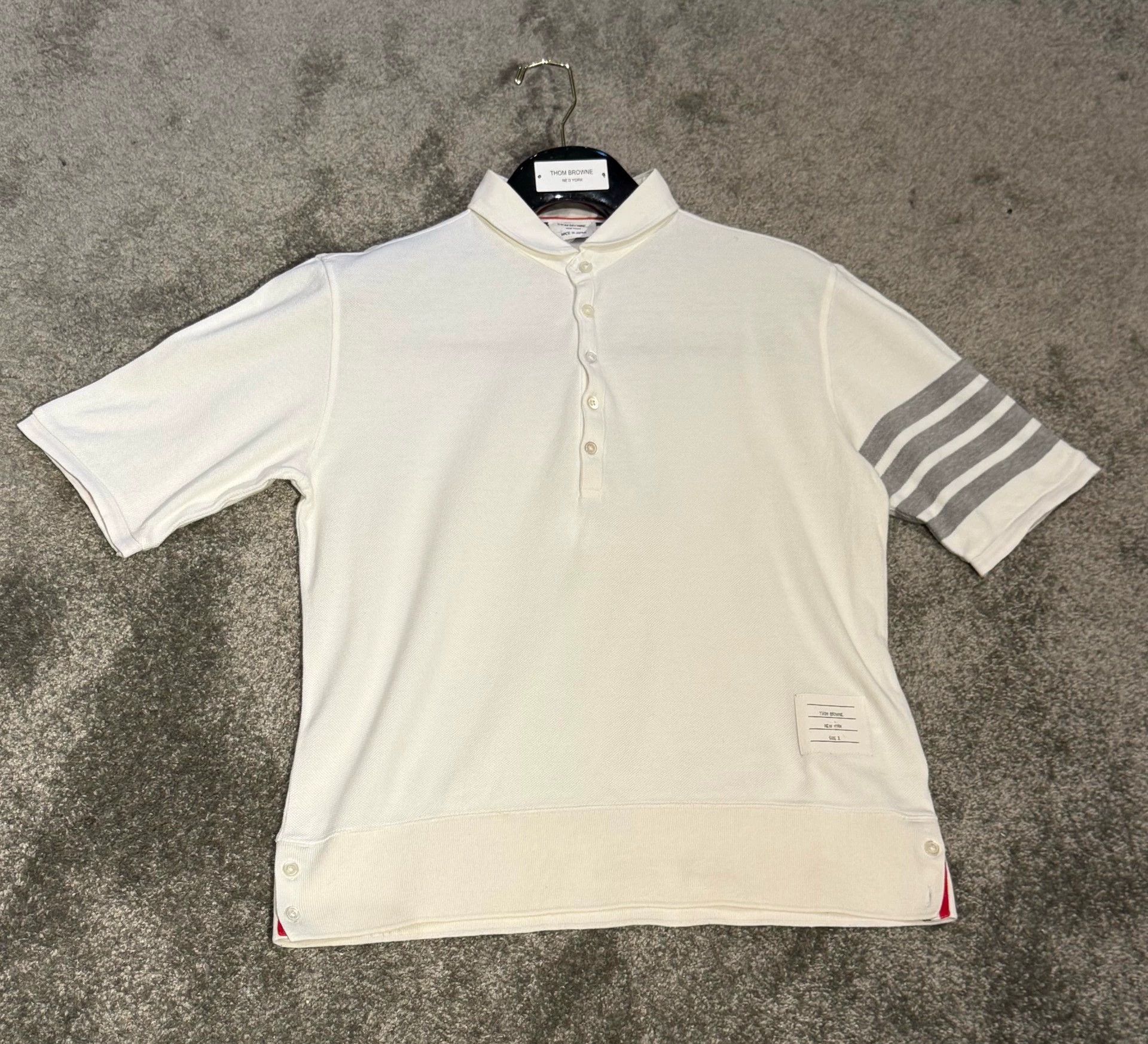 Thom Browne Thom Browne White 4-Bar Polo Shirt Size3 Size US L / EU 52-54 / 3 - 3 Thumbnail