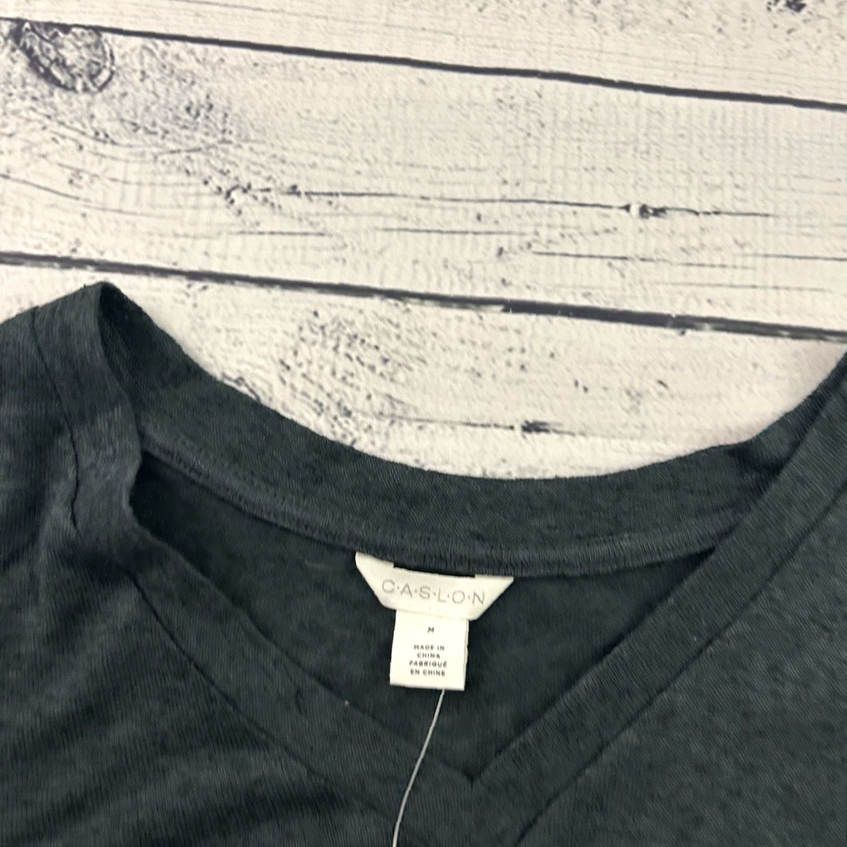 Vintage Caslon Women's T-Shirt V-Neck Short Sleeve M Dark Charcoal Grey Caslon Woman Shirt V-Neck M Gray 90s? Size M / US 6-8 / IT 42-44 - 2 Thumbnail