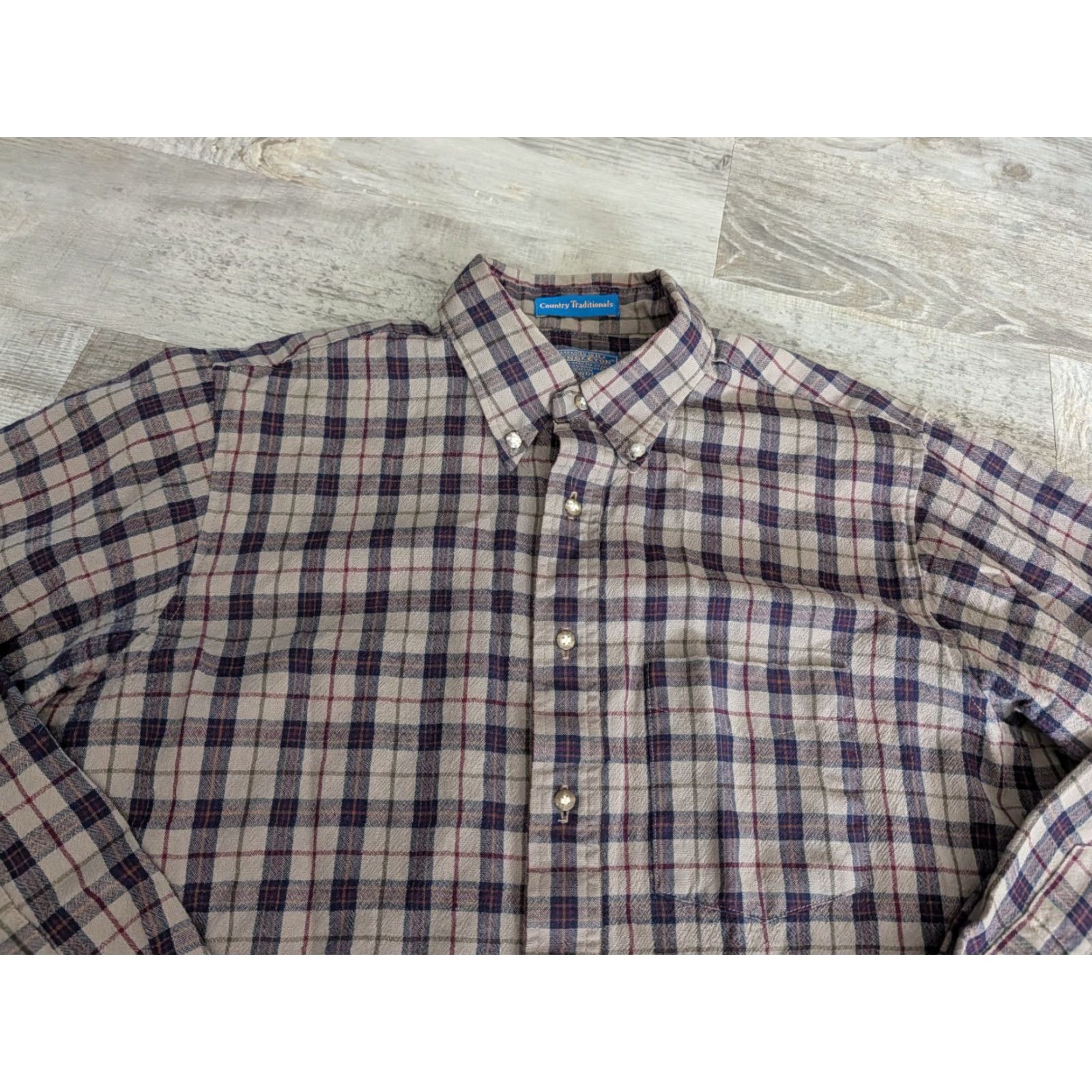 Pendleton VINTAGE Pendleton Wool Plaid Flannel Button-Up Shirt L Tan/Green/Red/Orange USA Outdoor Mens 80s Size US L / EU 52-54 / 3 - 4 Thumbnail