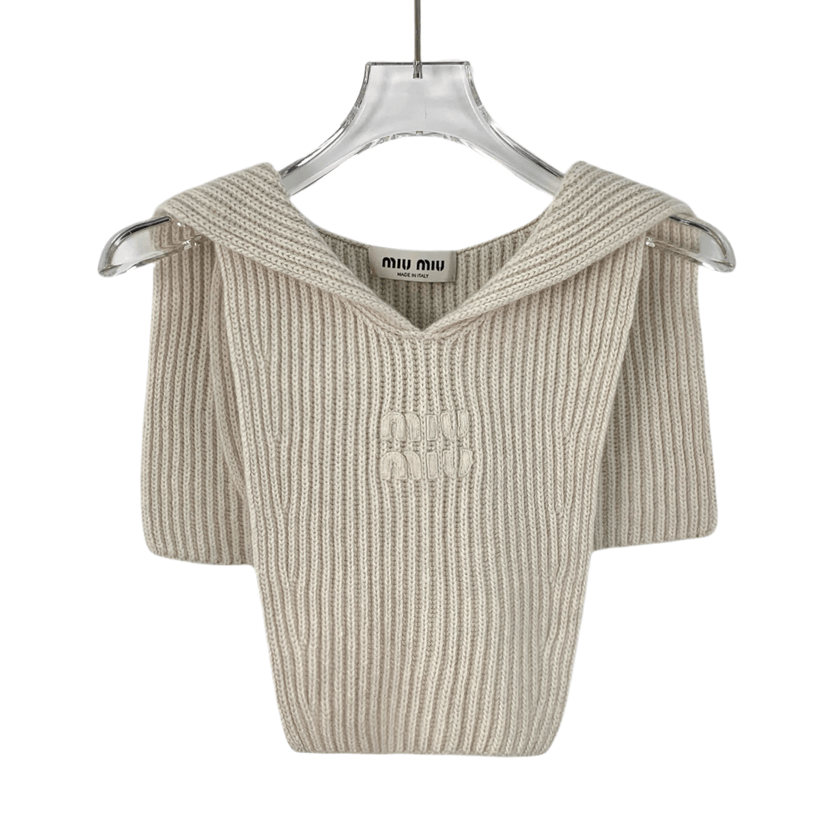 Miu Miu Miu Miu Brown Wool Sailor-Collar Knit Sweater (One Size) Size ONE SIZE - 1 Thumbnail