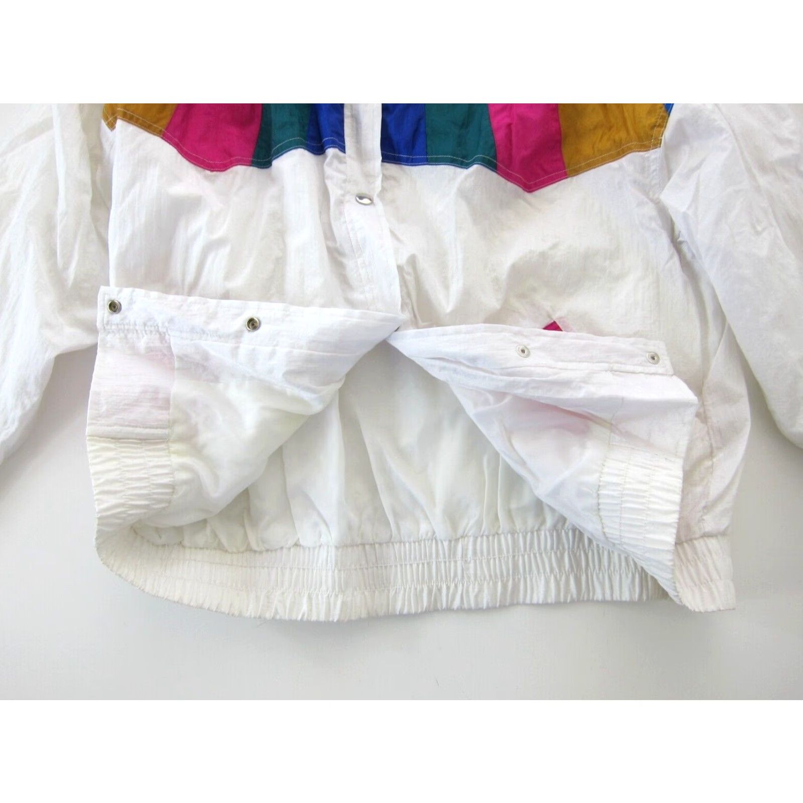 Haband Vtg Haband Nylon Pink Green Blue Yellow Rainbow Snap Pocket Track Jacket Large Size L / US 10 / IT 46 - 6 Thumbnail