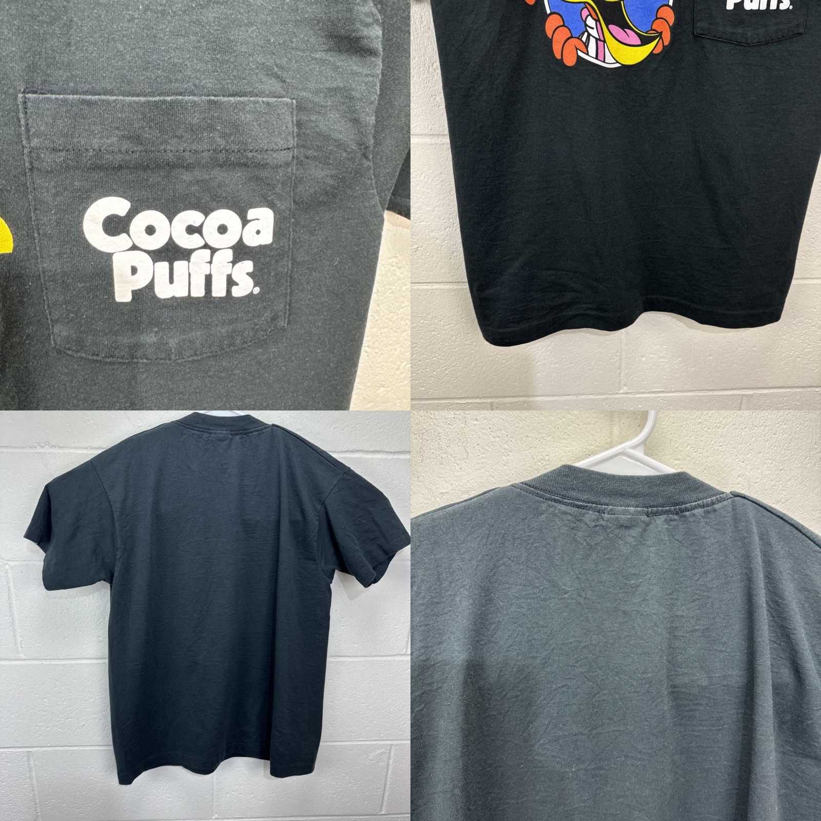 Fruit Of The Loom Vintage Cocoa Puffs Promo T-Shirt Men Large Black 90s Food Cartoon Logo USA Fruit of the Loom Size US L / EU 52-54 / 3 - 8 Thumbnail