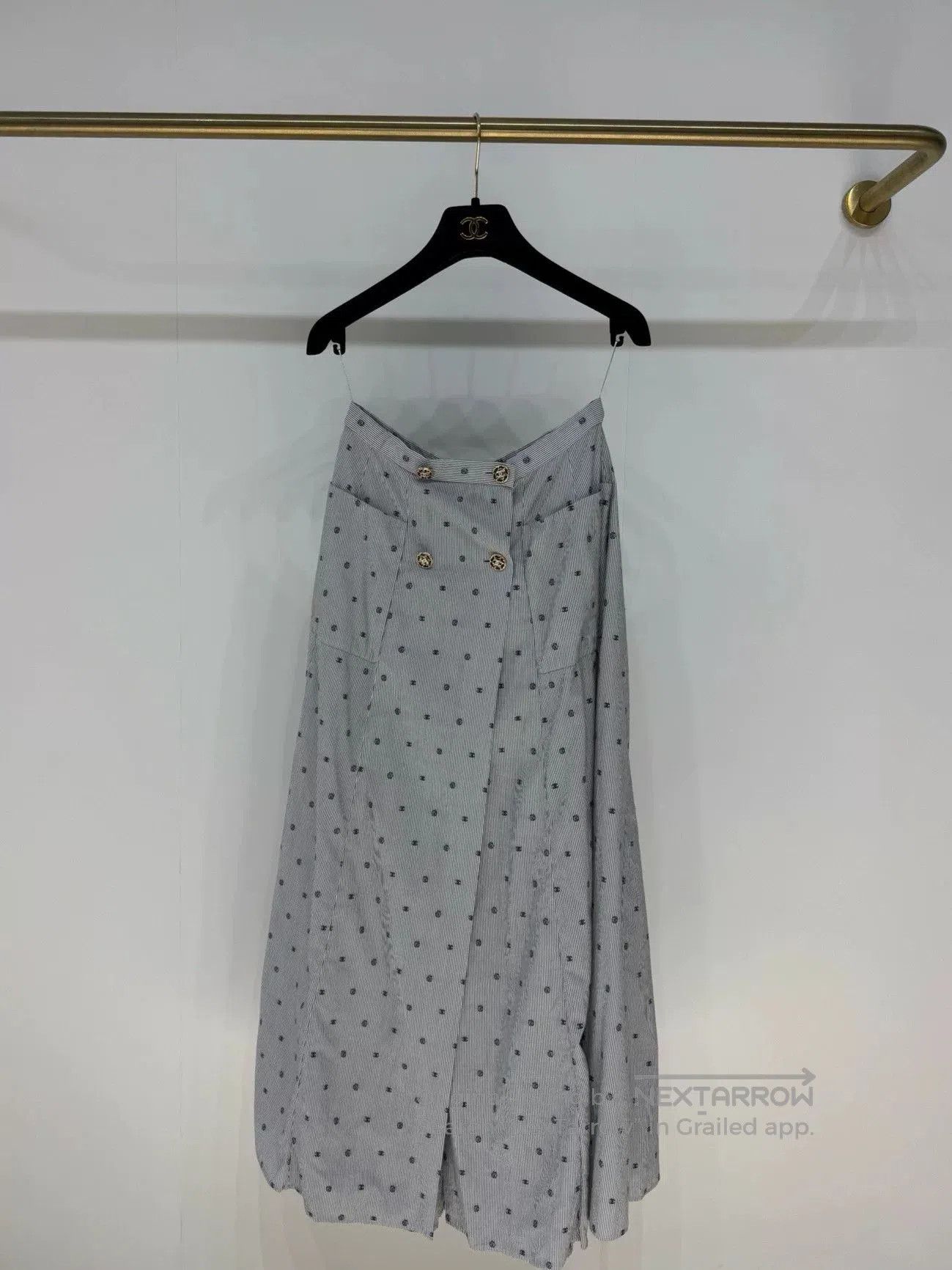 Chanel Chanel 22S Polka Dot Stripe Skirt. Size US 36 / EU 52 - 1 Thumbnail
