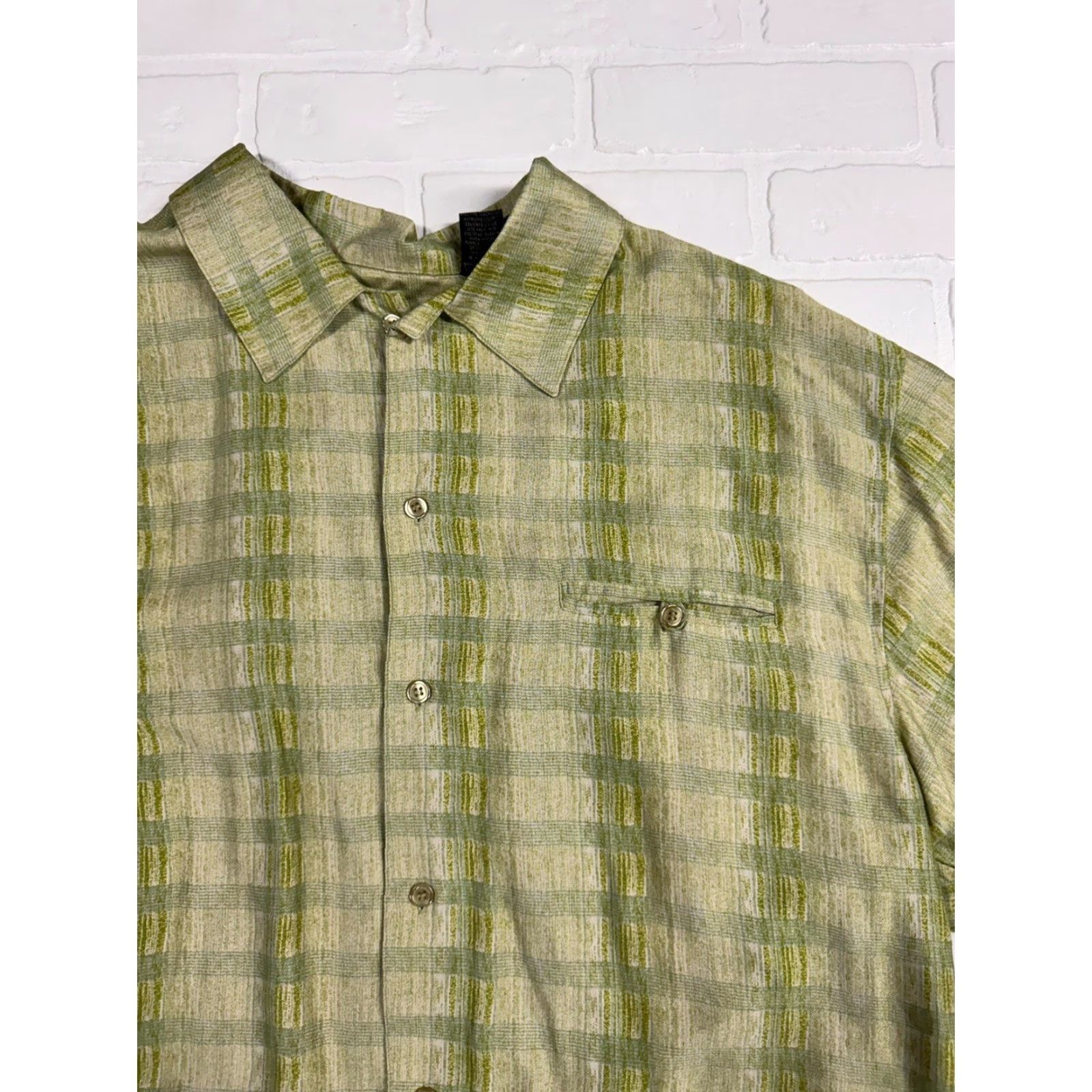 Vintage Direction Silk Shirt Men’s 2XL Green Button-Up Short Sleeve Casual Size US XXL / EU 58 / 5 - 3 Thumbnail