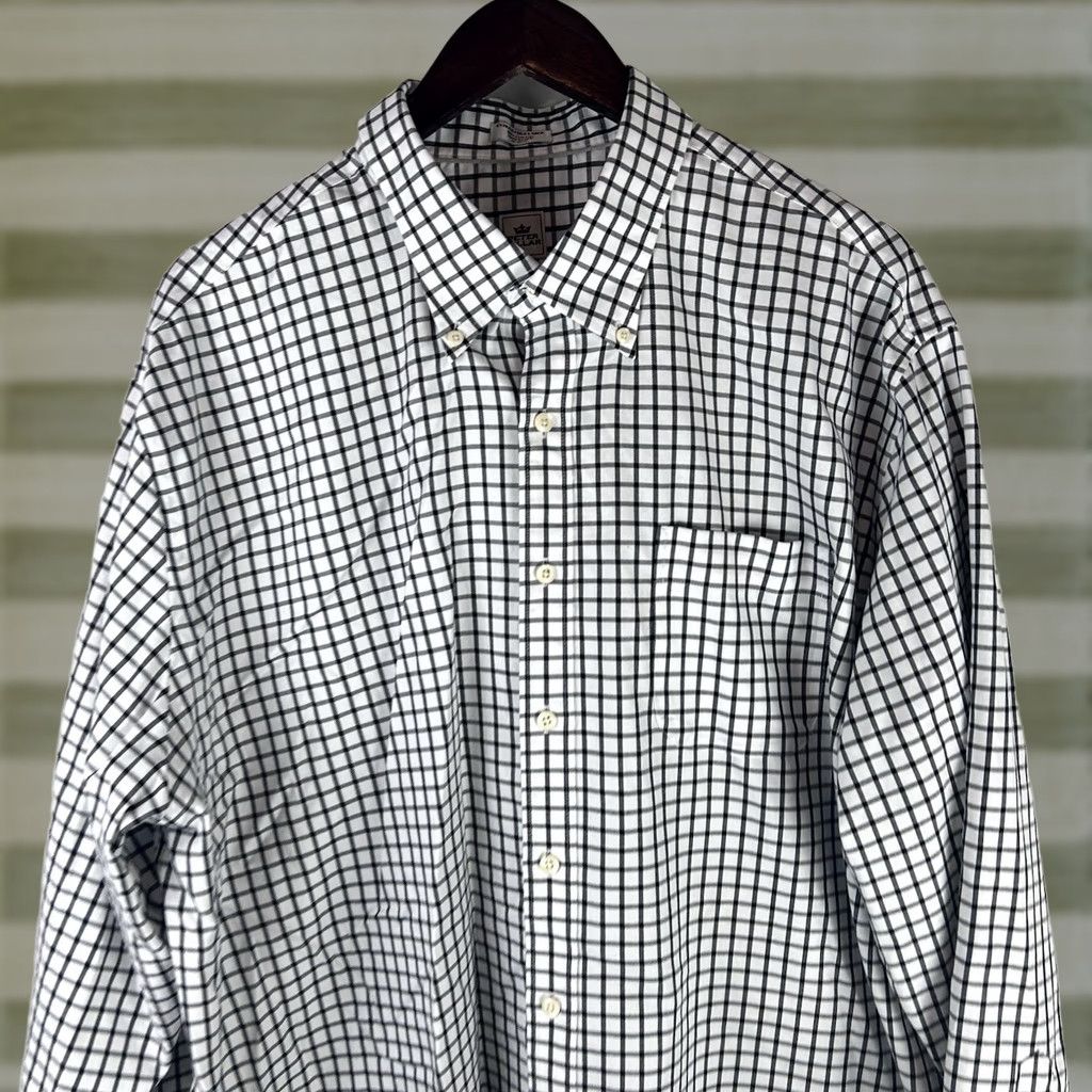 Peter Millar Peter Millar Shirt Mens 2XL White Black Check Long Sleeve Nanoluxe Easycare Dress Shirt Mens Size US XXL / EU 58 / 5 - 1 Thumbnail