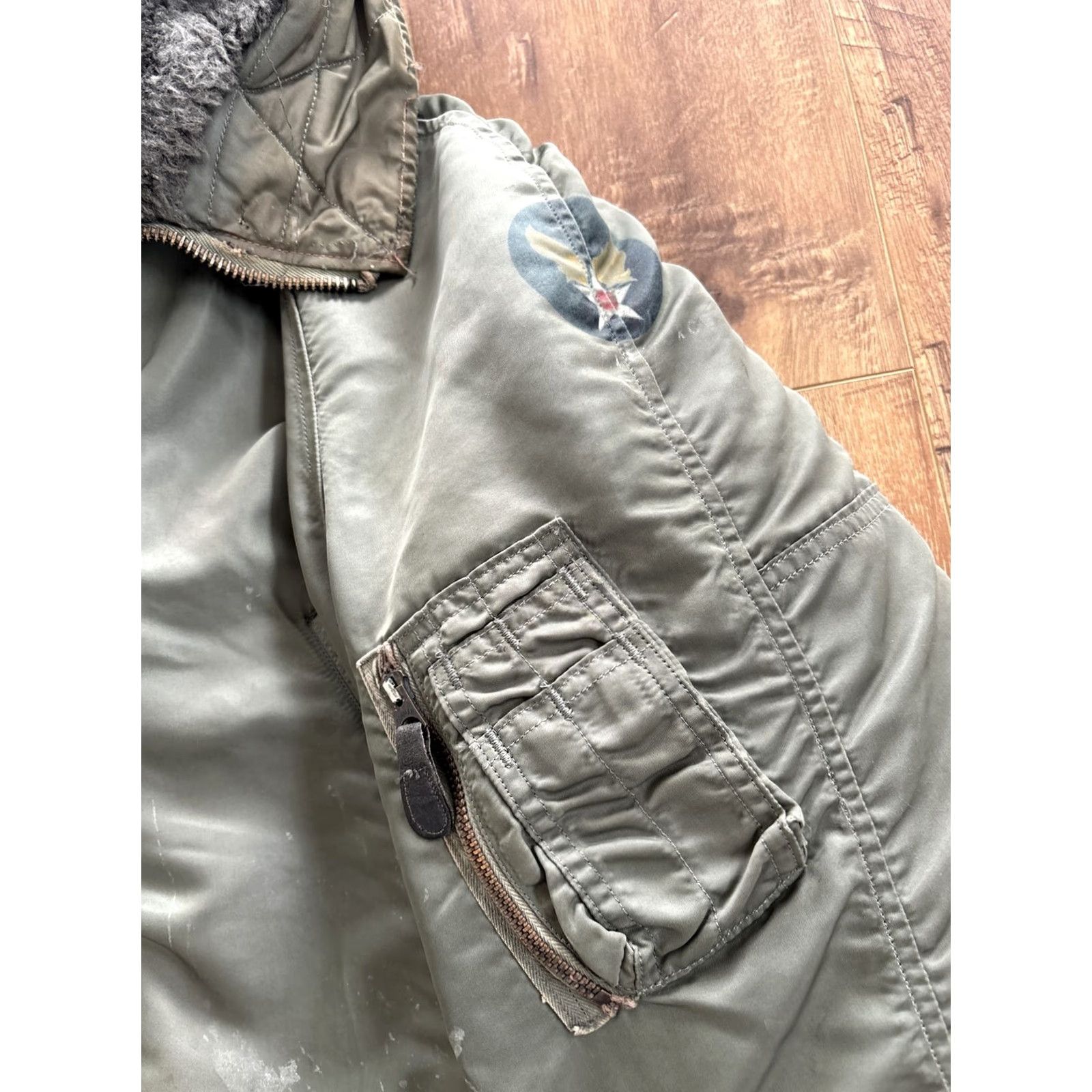 Vintage Vtg N3B Jacket Nylon Flying Parka USAF Mens Large Military Jacket Winter Cold Weather Green, 50s, Alpha, Navy? Size US L / EU 52-54 / 3 - 3 Thumbnail