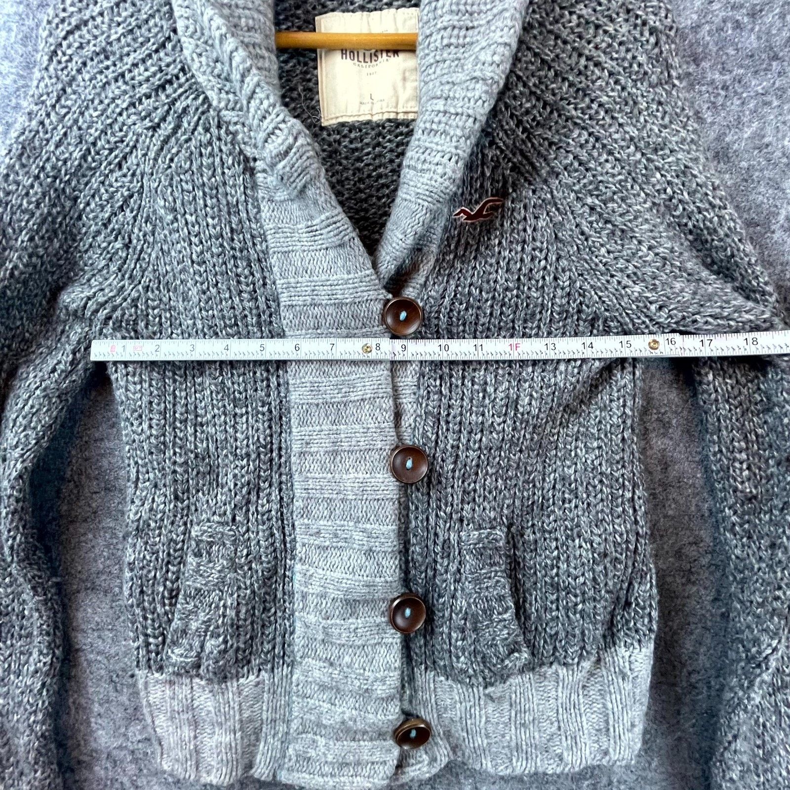 Hollister Hollister Cardigan Sweater Womens Large Gray Y2K Shawl Size L / US 10 / IT 46 - 5 Thumbnail