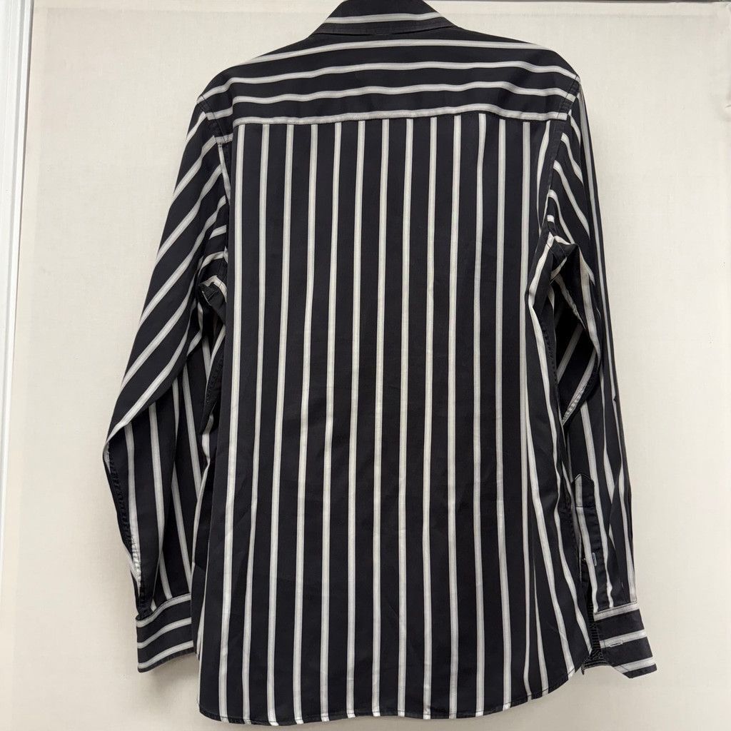 BUGATCHI Men's Bugatchi Button Down Shirt Med Black/White Striped Size US M / EU 48-50 / 2 - 15 Thumbnail