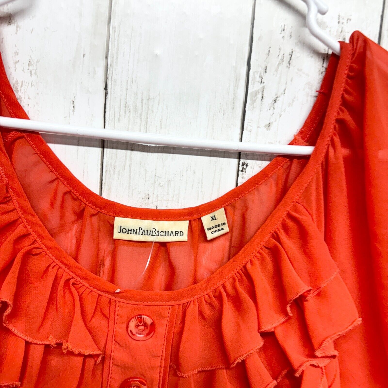 Other John Paul Richard Blouse Size XL Ruffled Pleated Button Down Size XL / US 12-14 / IT 48-50 - 2 Thumbnail