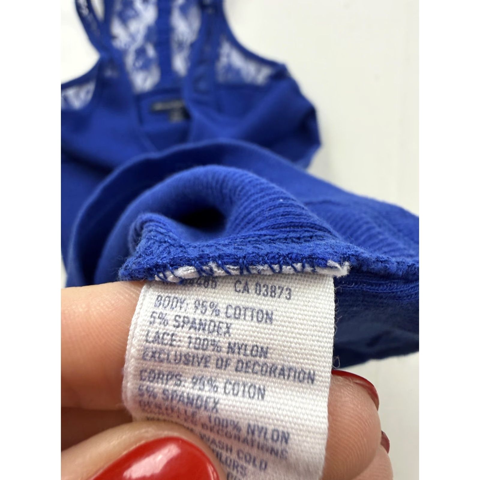 American Eagle Outfitters American Eagle Outfitters Cami Tank Top Womens Small Blue Lace Racerback Ribbed Outfitters Size S / US 4 / IT 40 - 5 Thumbnail