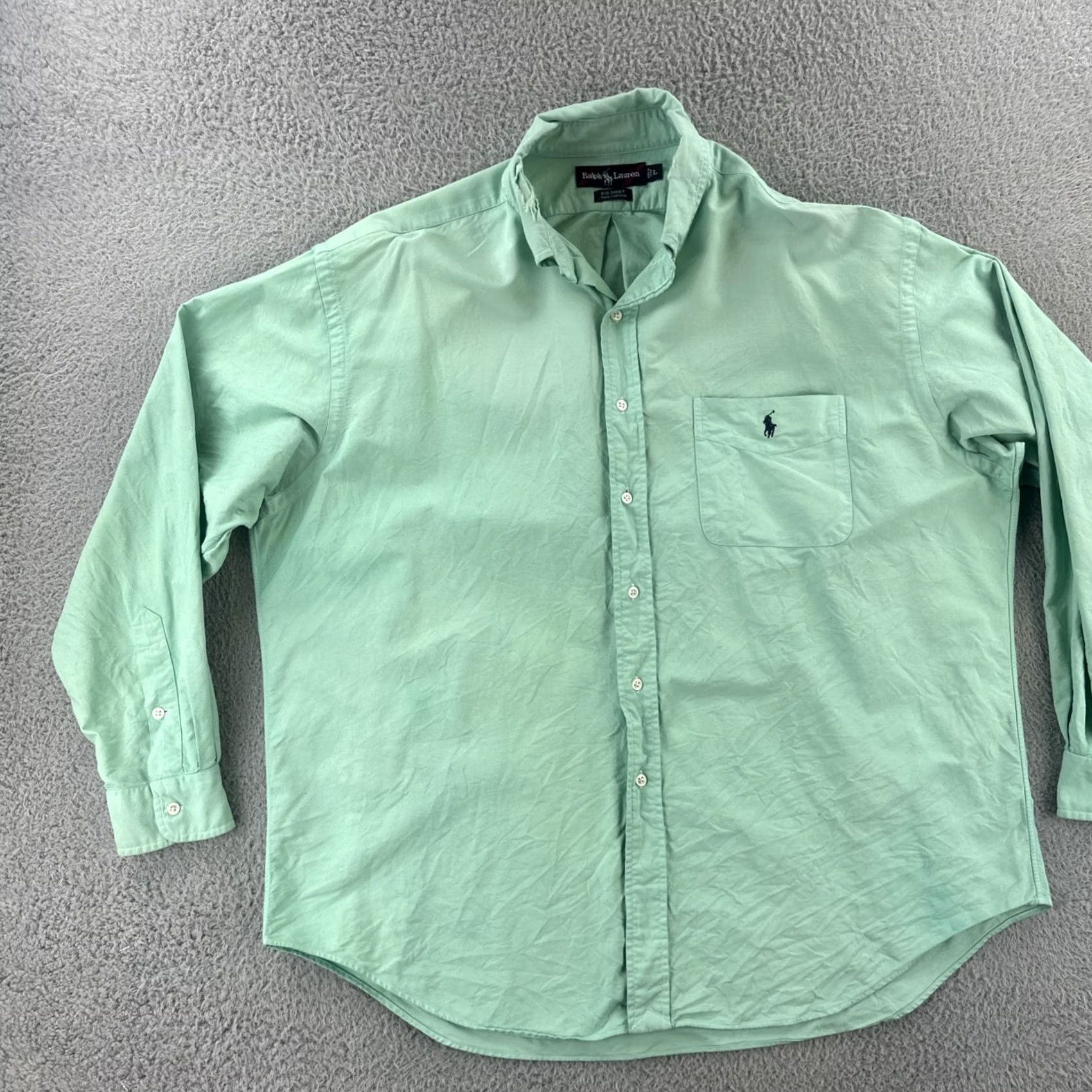 Ralph Lauren VINTAGE Ralph Lauren Men’s Large Button-Up Shirt Dyed Lime Green Thrashed Preppy Size US L / EU 52-54 / 3 - 3 Thumbnail