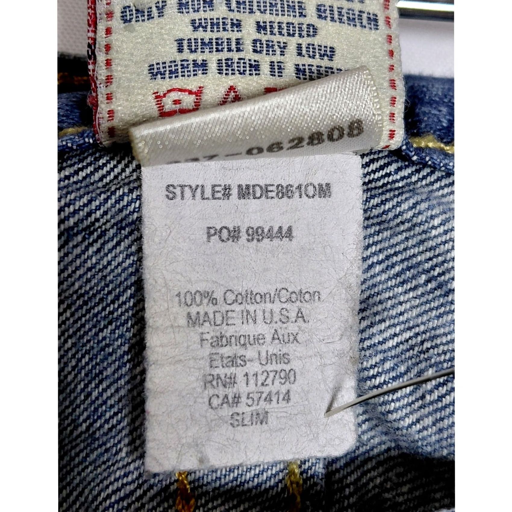 True Religion True Religion Jeans Slim Made in USA Blue Denim Men 33 Regular Inseam 30 Button Logo Straight Everyday Casual Belt Loop Sungold? Size US 33 - 6 Thumbnail