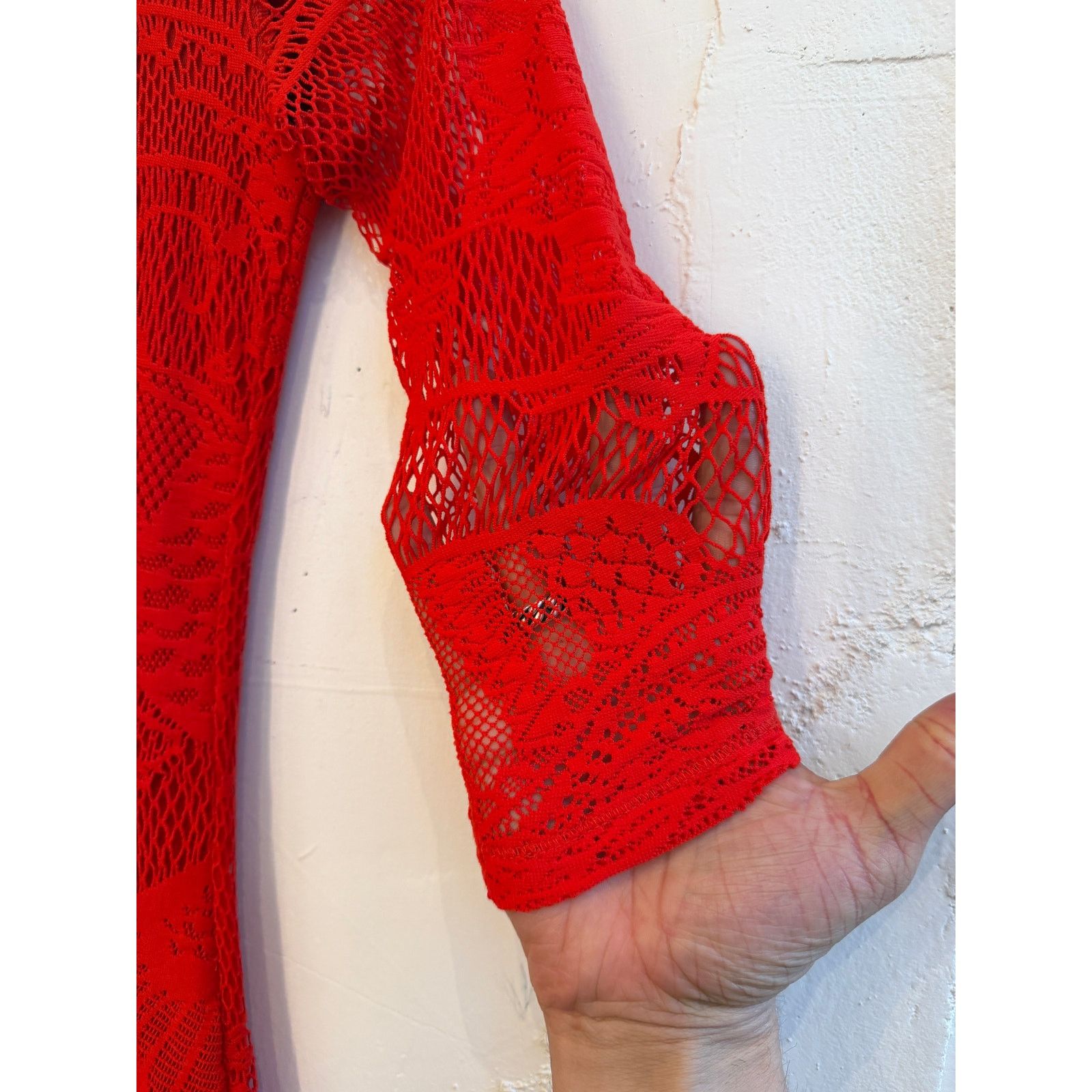 Jean Paul Gaultier Jean Paul Gaultier Soleil Red Lace Square Neck Bodycon Dress Size M / US 6-8 / IT 42-44 - 3 Thumbnail