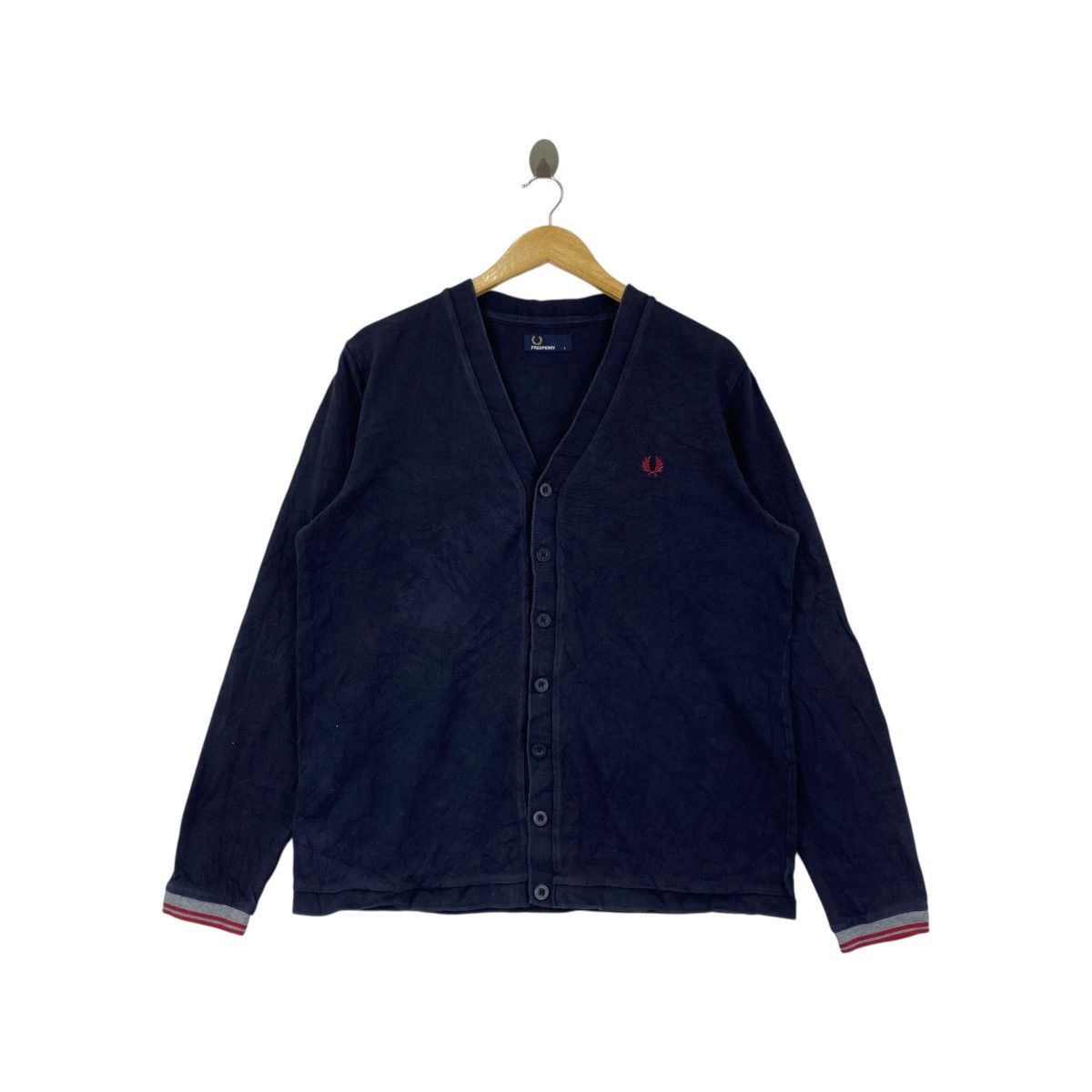 Fred Perry × Vintage FRED PERRY LONDON Embroidered Logo Button Up Cardigan Size US L / EU 52-54 / 3 - 1 Thumbnail