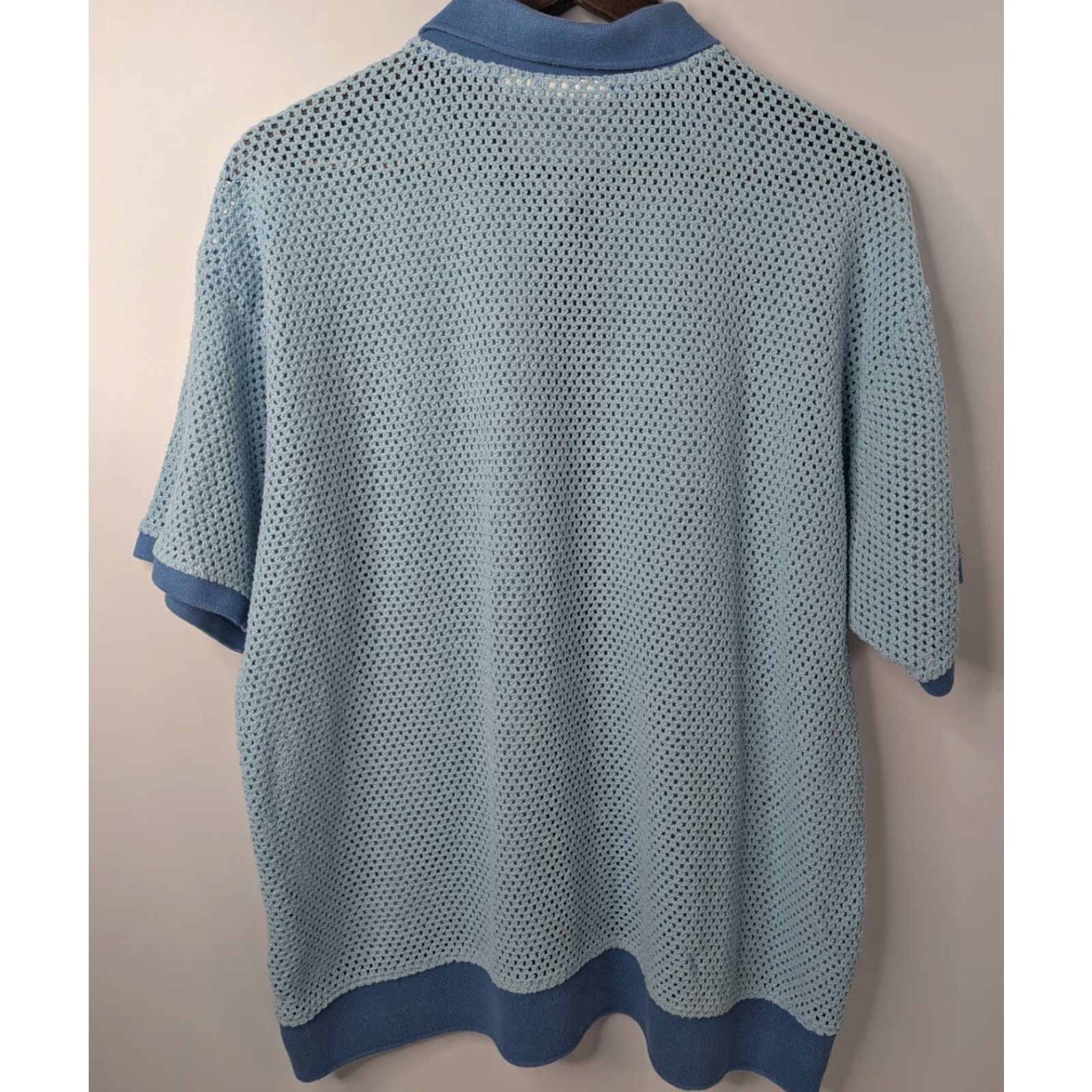 Obey OBEY Grove Button-Up Polo Shirt Mens Large Blue Short Sleeve Cotton Open Knit Shirt Size US L / EU 52-54 / 3 - 3 Thumbnail