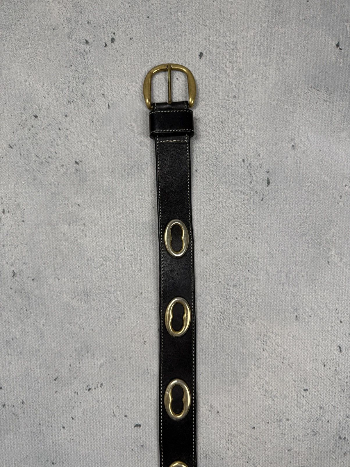 Vintage Vintage Italian Leather Belt Brass Hardware Statement Piece Size ONE SIZE - 3 Thumbnail