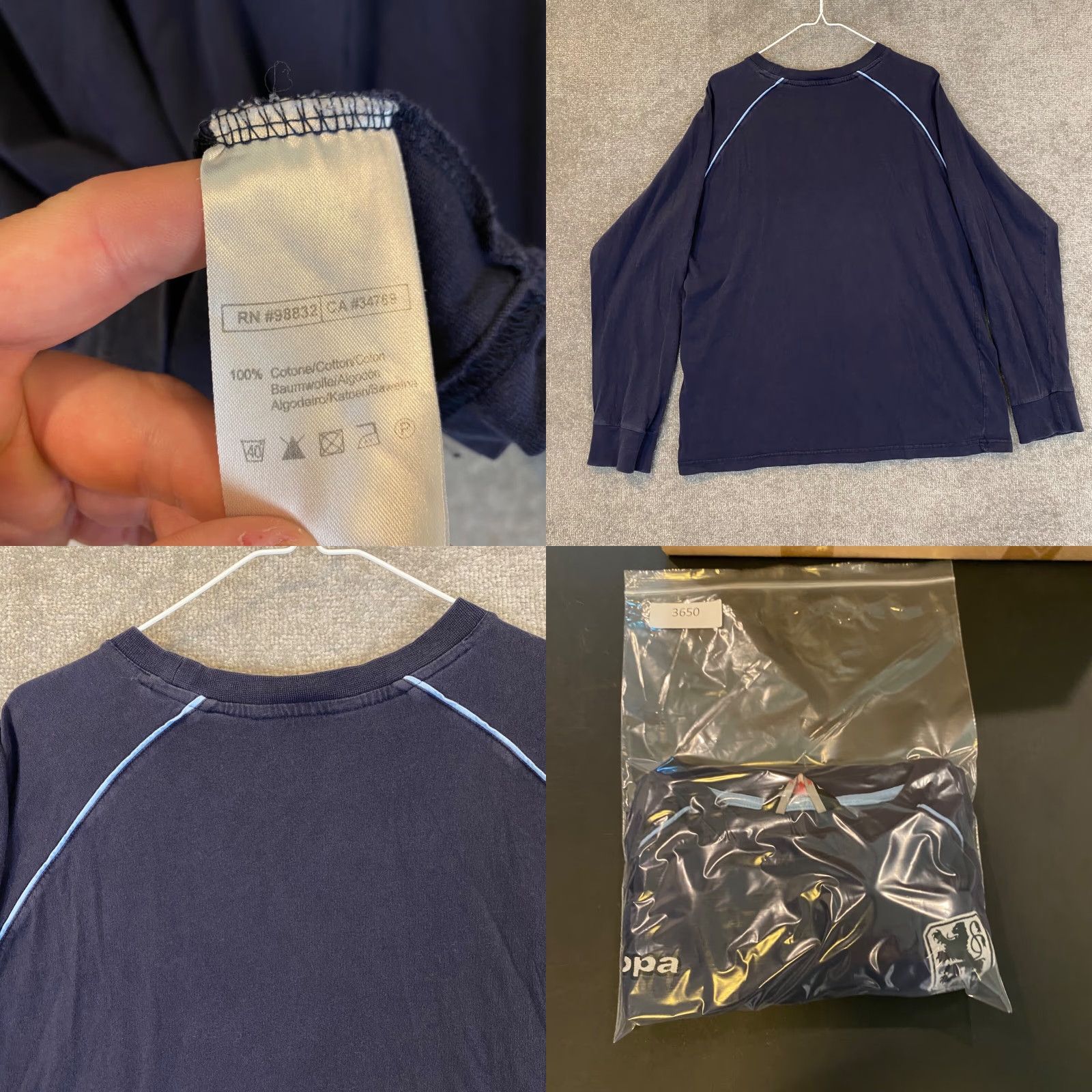 Kappa Kappa Munich Soccer Shirt Mens L/XL Faded Navy Blue Futbol TSV 1860 Top L/S - Blue Cotton T-Shirt, Classic Logo, Men, Regular Fit Size US L / EU 52-54 / 3 - 8 Thumbnail
