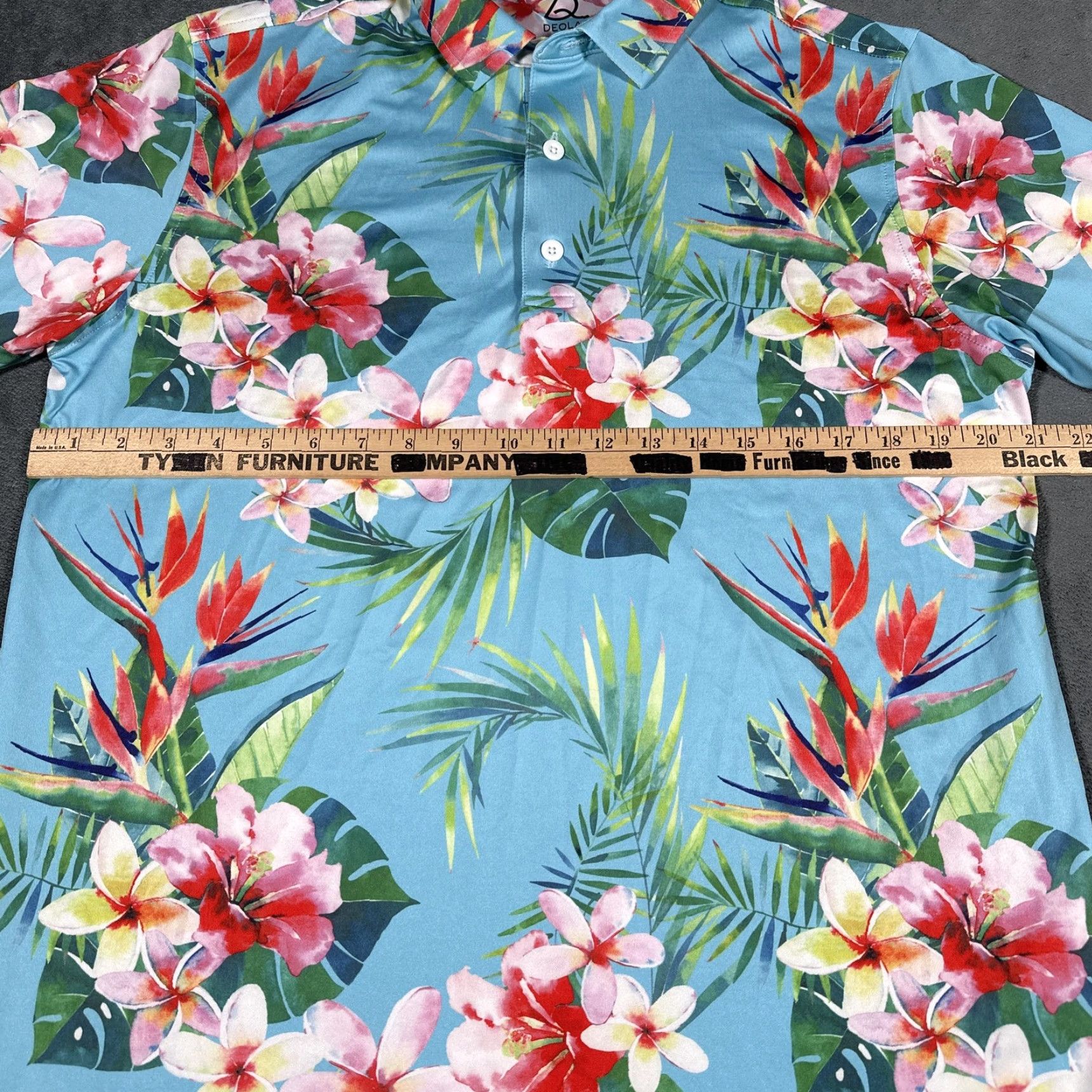 Vintage DEOLAX Polo Shirt Mens Medium Blue Tropical Floral Hawaiian Stretch Golf Aloha Size US M / EU 48-50 / 2 - 3 Thumbnail