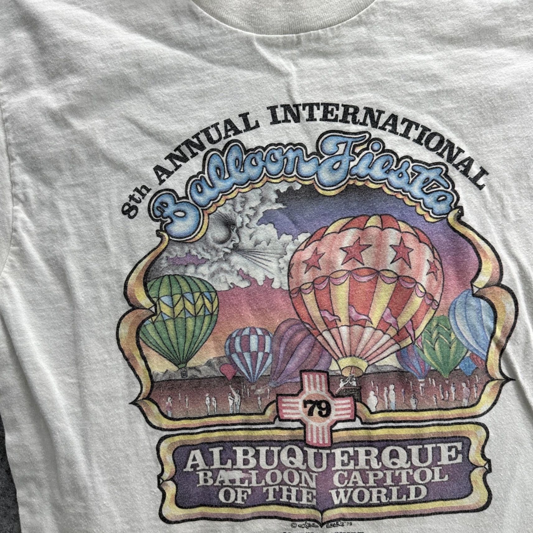 Vintage VINTAGE Albuquerque Balloon Fiesta T-Shirt Mens Small White 70s Graphic Tee Festival Travel 1979 Size US S / EU 44-46 / 1 - 5 Thumbnail