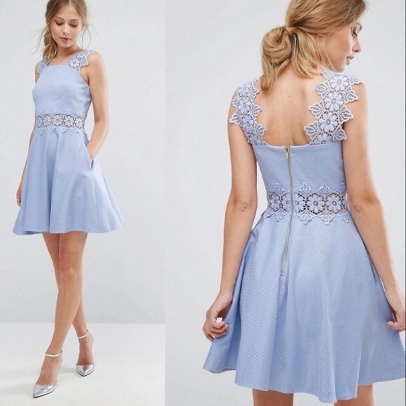Ted Baker NWT Ted Baker Blue Lace Detail A-Line Shift Dress US sz 6 Size M / US 6-8 / IT 42-44 - 1 Thumbnail