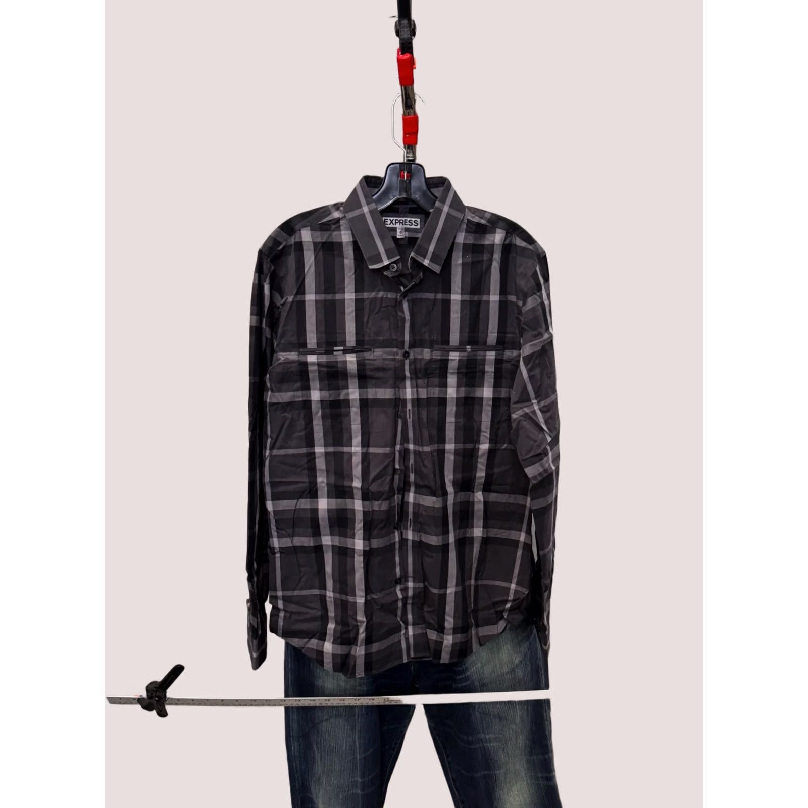 Express Express Gray Plaid LONG SLEEVE SHIRT Medium M Mens Size US M / EU 48-50 / 2 - 1 Thumbnail