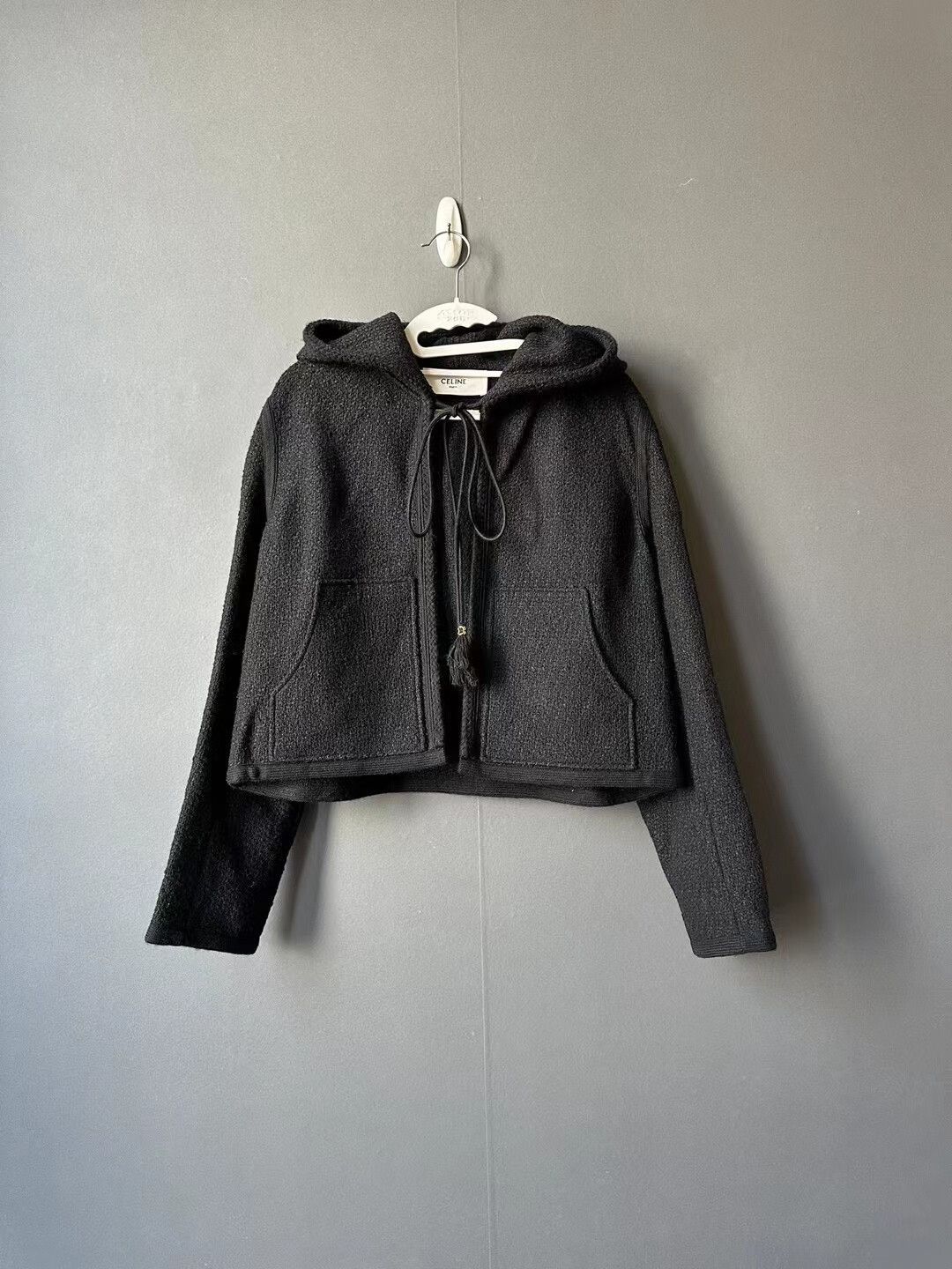 Celine celine black hooded coat Size S / US 4 / IT 40 - 1 Thumbnail