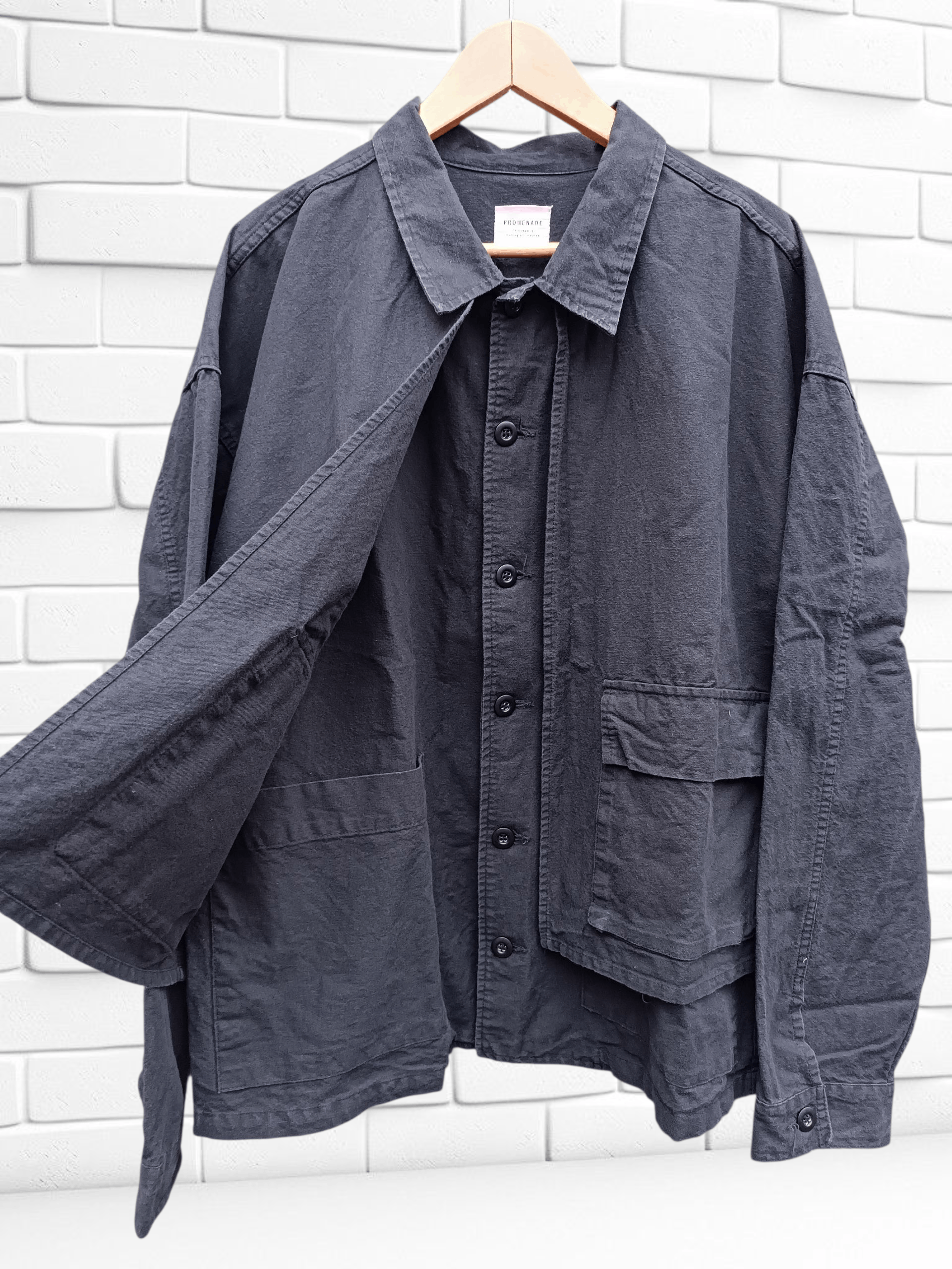 Japanese Brand Black Utility Chore Jacket Double Layer Yohji Issey Style Size US L / EU 52-54 / 3 - 1 Thumbnail
