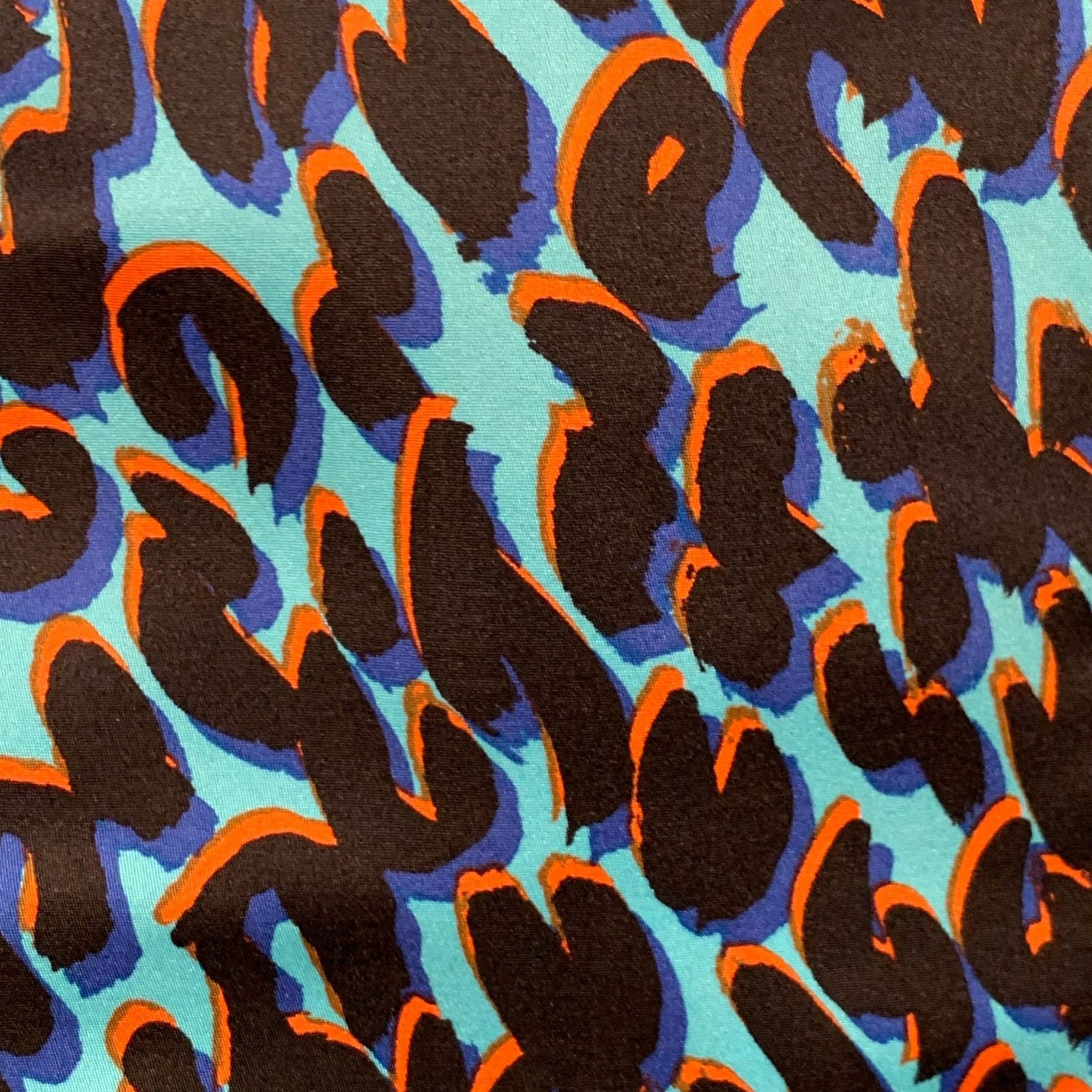 Lanvin Blue Black Orange Silk Animal Print Hook Eye Closure Coat Size S / US 4 / IT 40 - 2 Thumbnail