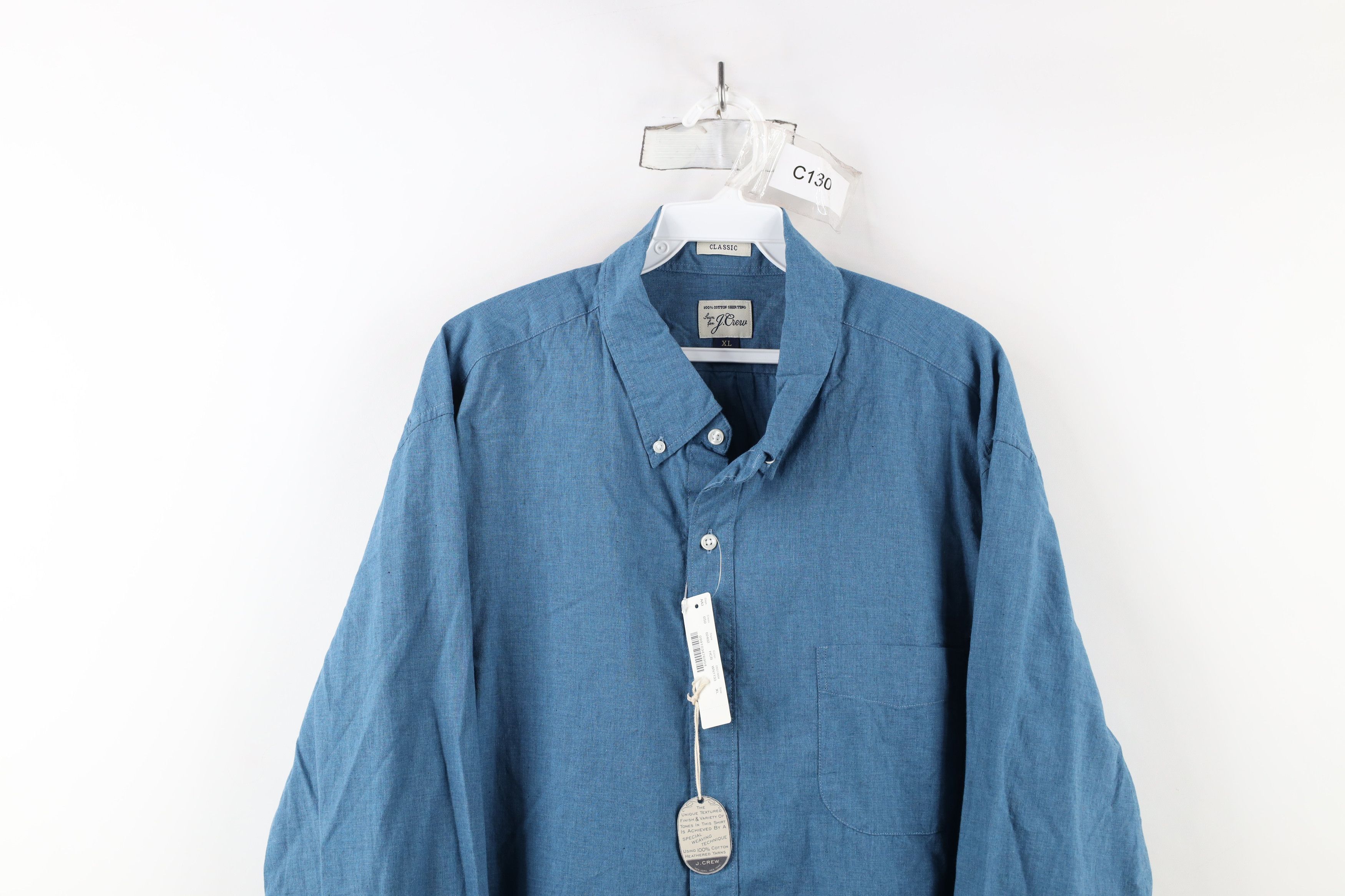 J.Crew × Vintage New J Crew Cotton Heathered Chambray Button Down Shirt Blue Size US XL / EU 56 / 4 - 2 Thumbnail