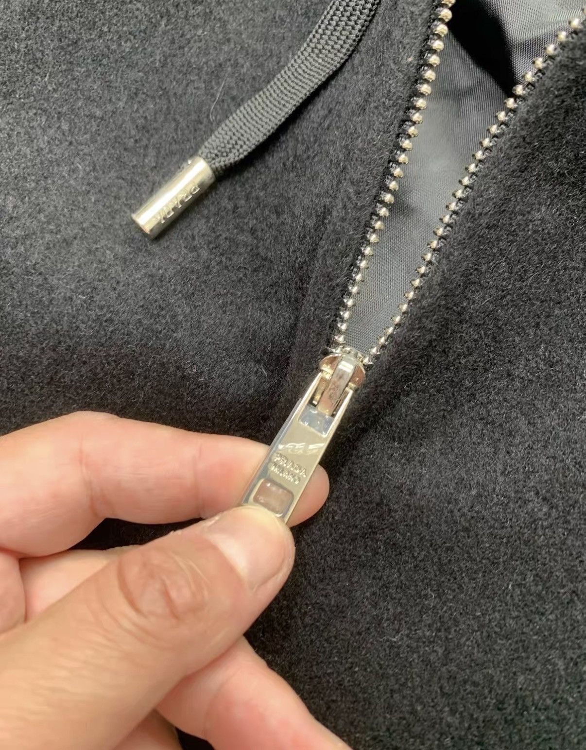 Prada PRADA Wool Texture Hooded Jacket with Triangle Size US L / EU 52-54 / 3 - 4 Thumbnail