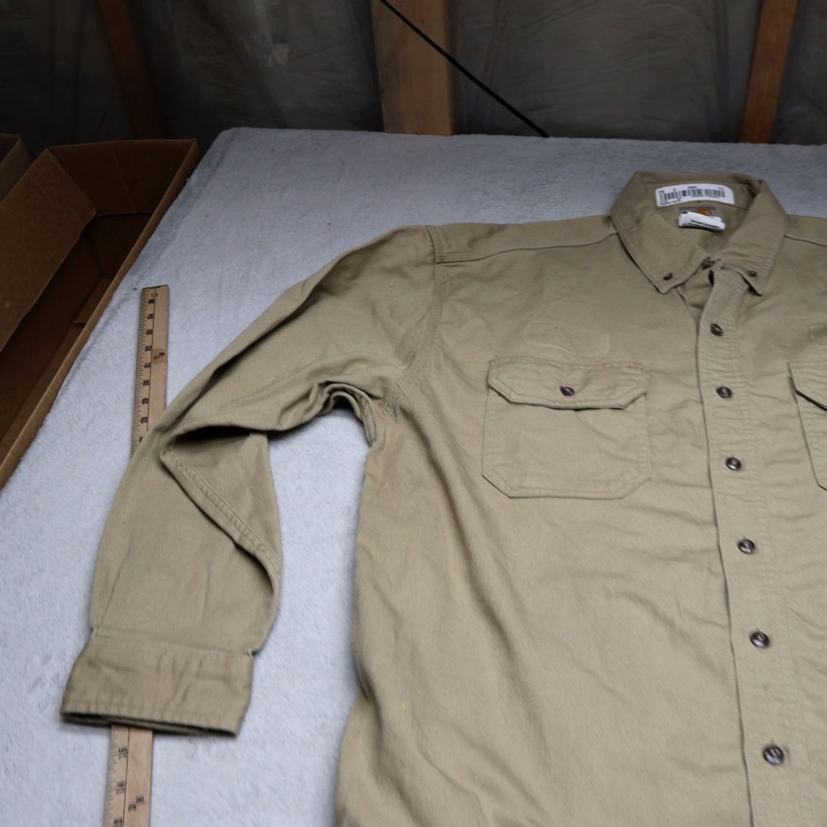 Carhartt VINTAGE Carhartt FR Shirt Mens XL Beige Flame Resistant Long Sleeve Button Up Rugged Size US XL / EU 56 / 4 - 2 Thumbnail
