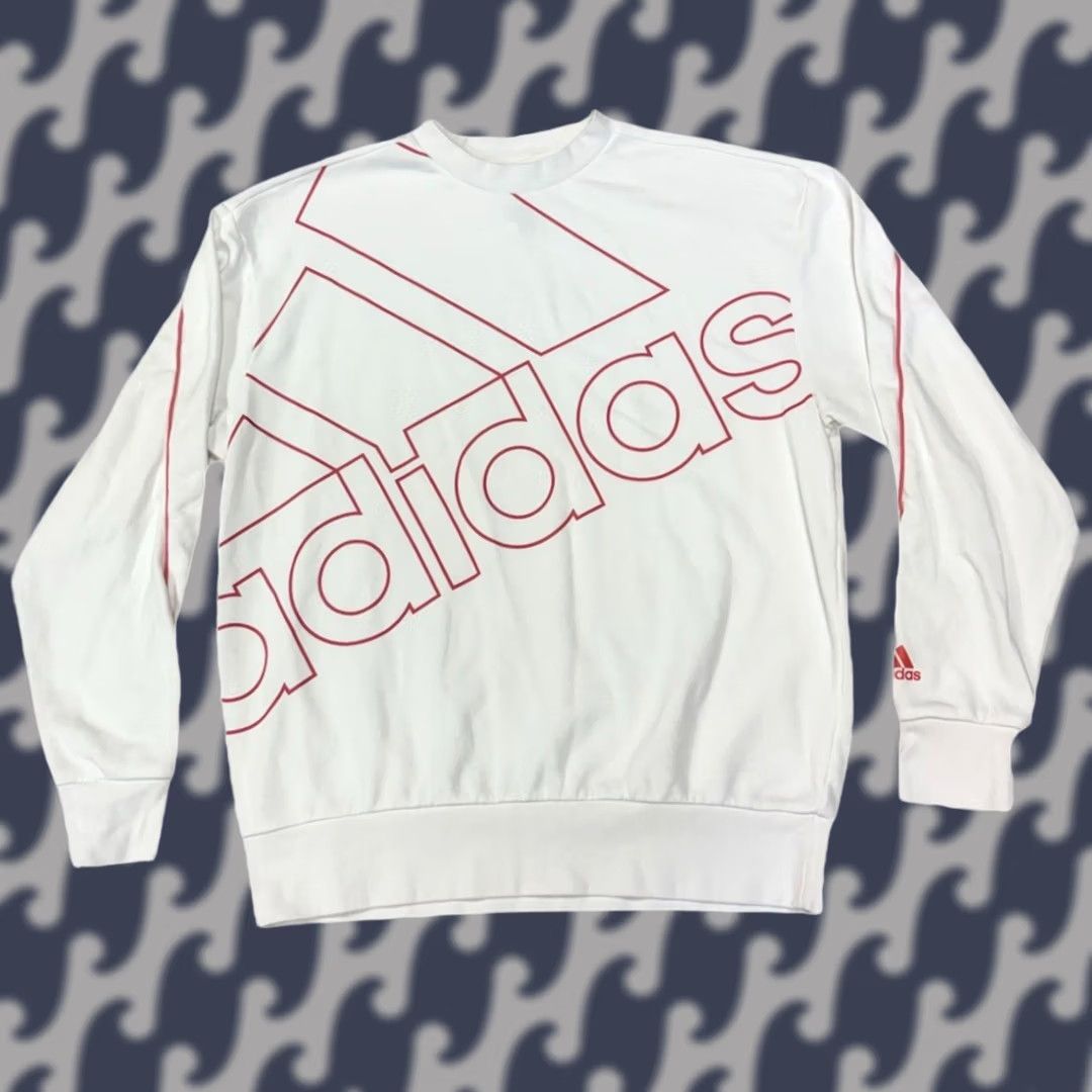 Adidas Adidas Sweatshirt Womens M White Big Logo Crewneck Pullover Athletic Shirt Style Regular Clothing Clothing Size M / US 6-8 / IT 42-44 - 1 Thumbnail