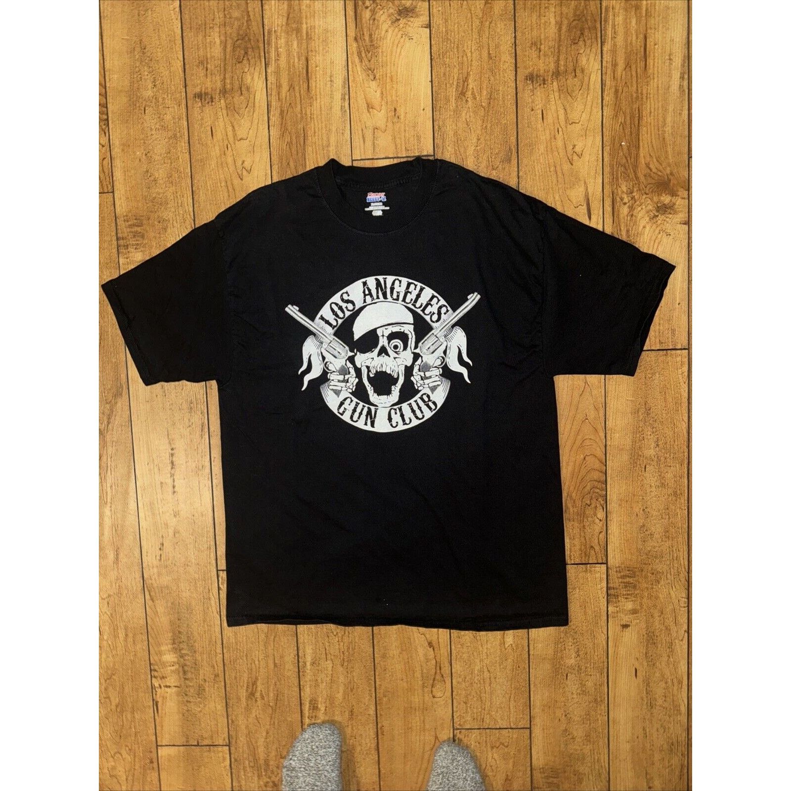 Hanes × Vintage Los Angeles Gun Club Graphic T-Shirt Black XL 21x29 Size US XL / EU 56 / 4 - 1 Thumbnail