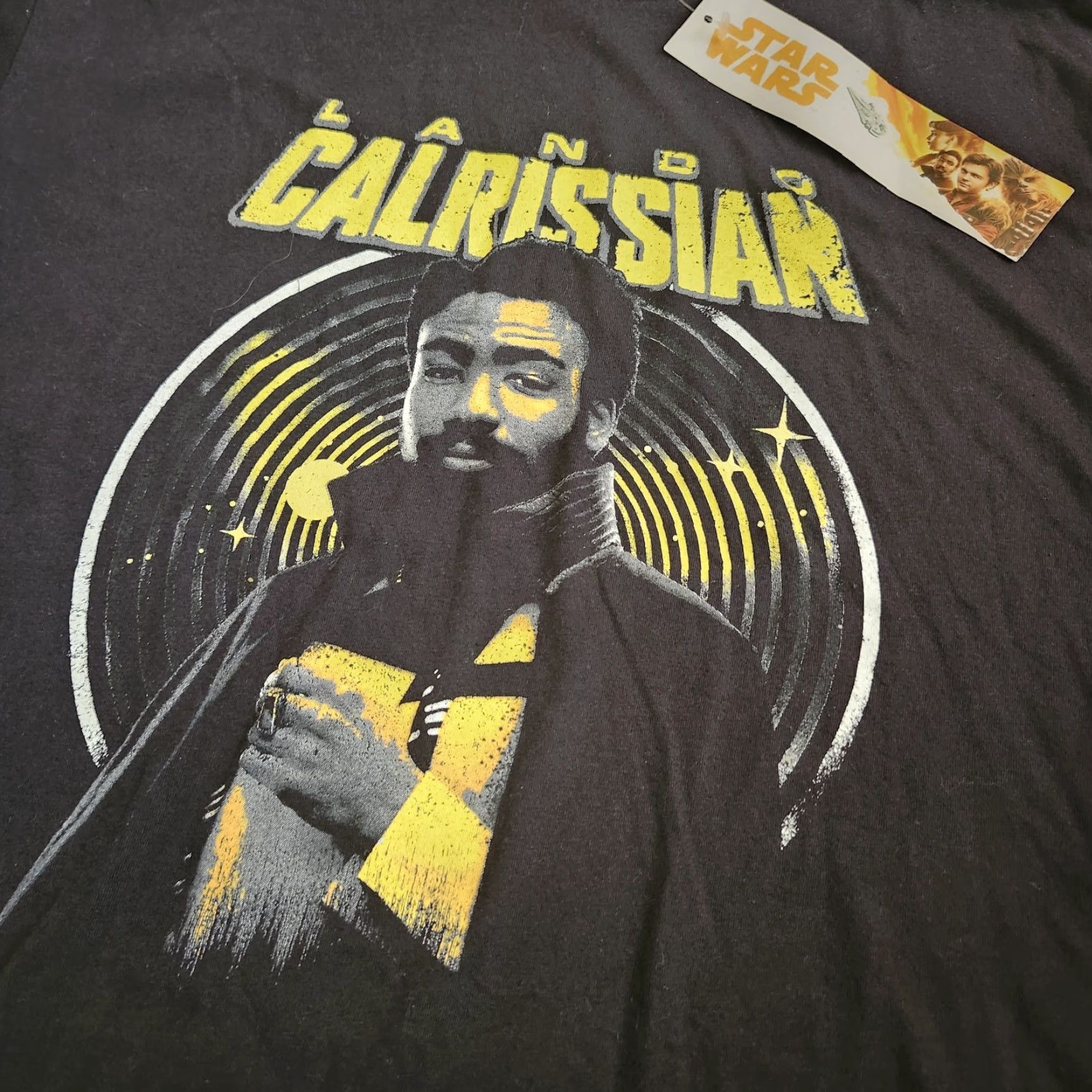 Vintage Star Wars Fifth Sun Men's T-Shirt Graphic Print Lando Calrissian Black Crew Neck Short Sleeve Medium NWT Size US M / EU 48-50 / 2 - 4 Thumbnail