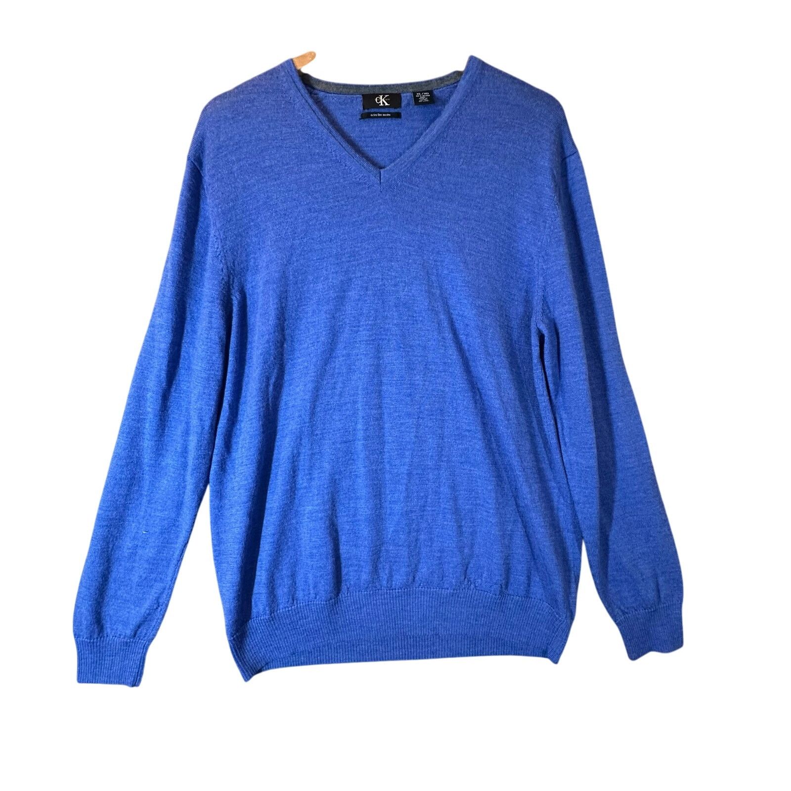 Calvin Klein Calvin Klein Extra Fine Merino Wool V Neck Sweater Men XL Size US XL / EU 56 / 4 - 1 Thumbnail