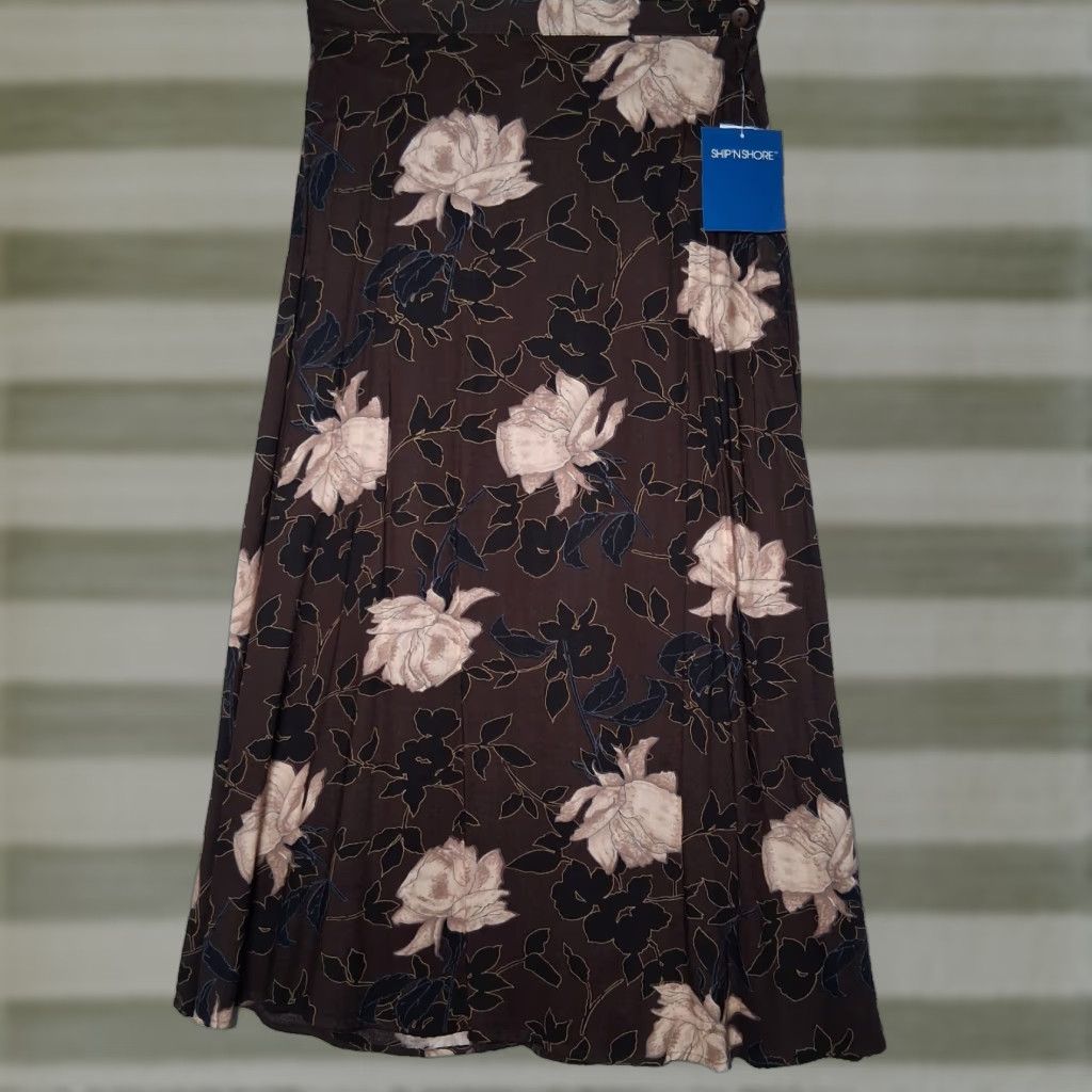Vintage VINTAGE Skirt L Brown Floral Maxi Rayon USA Made Ship n Shore Size Large Long New Size 36" / US 14 / IT 50 - 1 Thumbnail