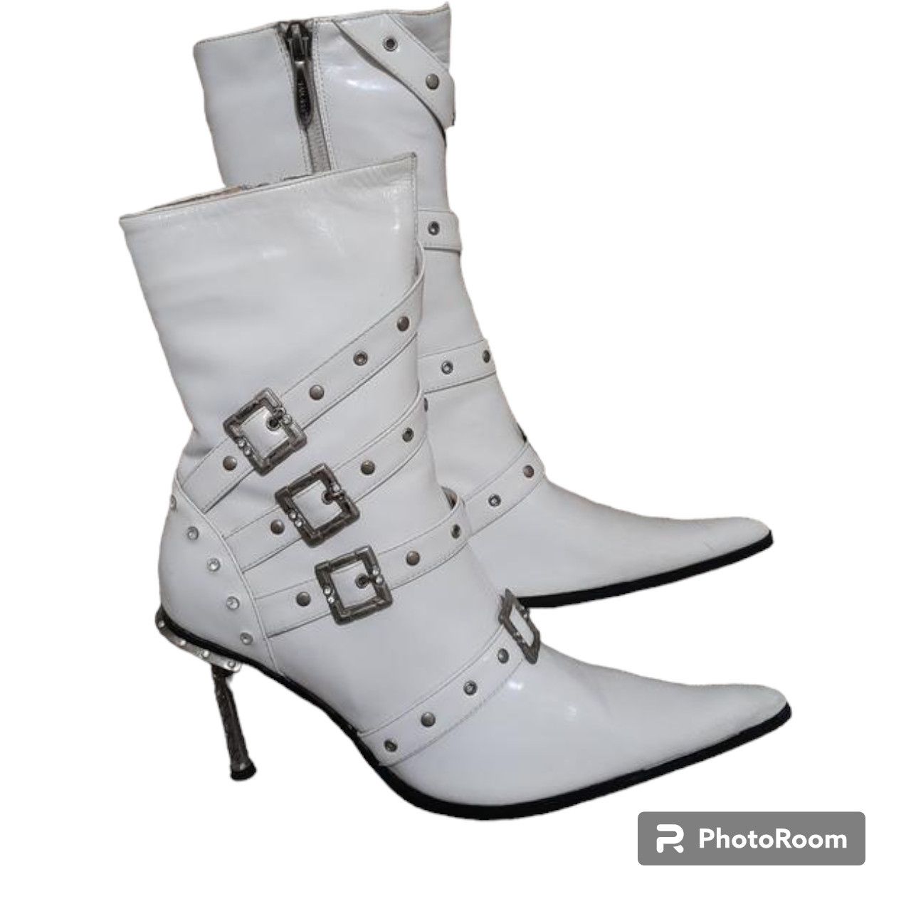 Other White Designer pointed-toe boots US sz 6 midcalf boots Size US 6 / IT 36 - 1 Thumbnail