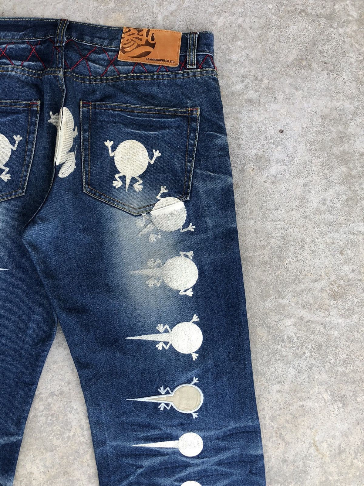 Japanese Brand Japanese Sanmaruichi Daicock Embroidered Jeans Distressed Size US 33 - 10 Thumbnail