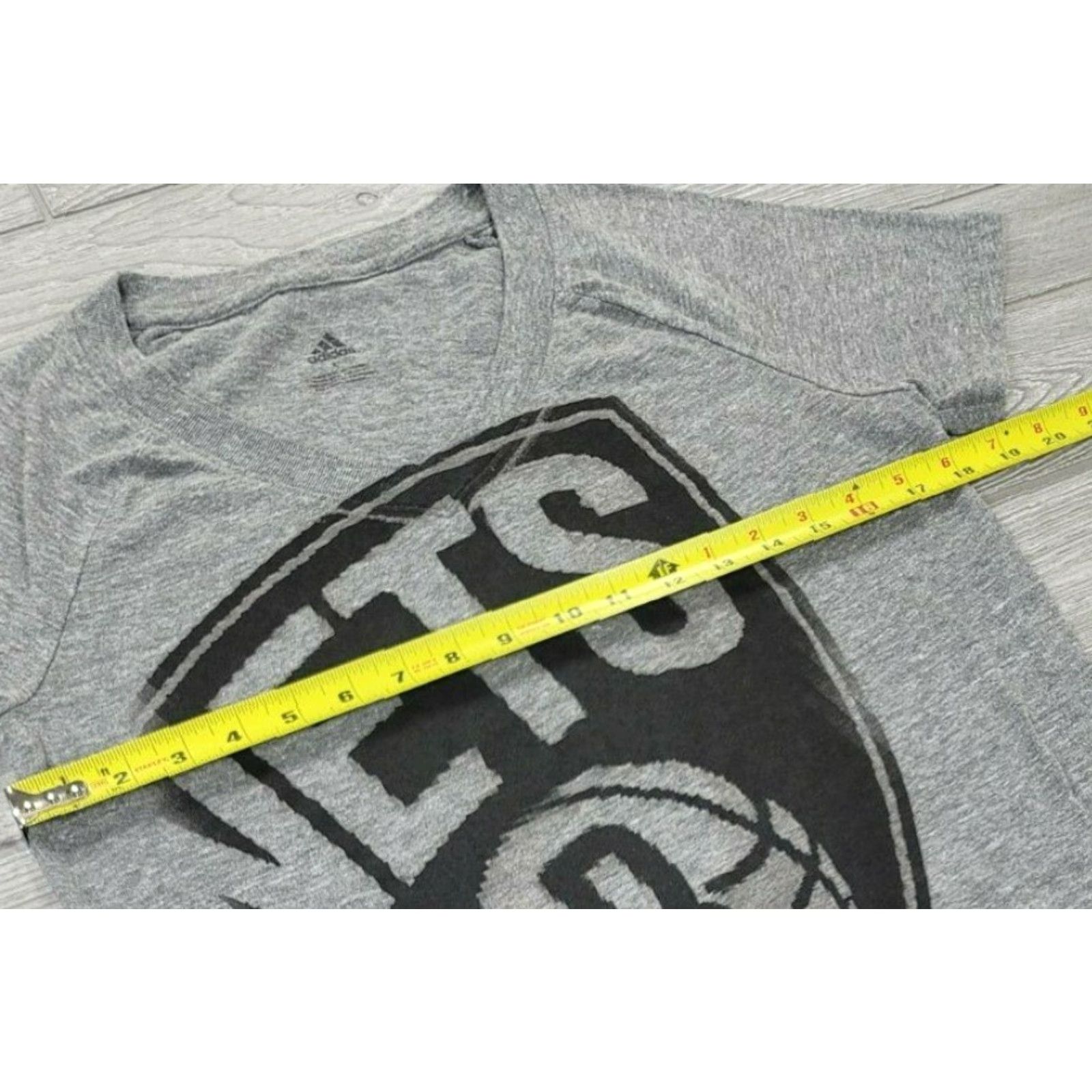 Adidas Adidas Womens NBA Brooklyn Nets Gray V-Neck T-Shirt Large Logo Short Sleeve Size L / US 10 / IT 46 - 7 Thumbnail