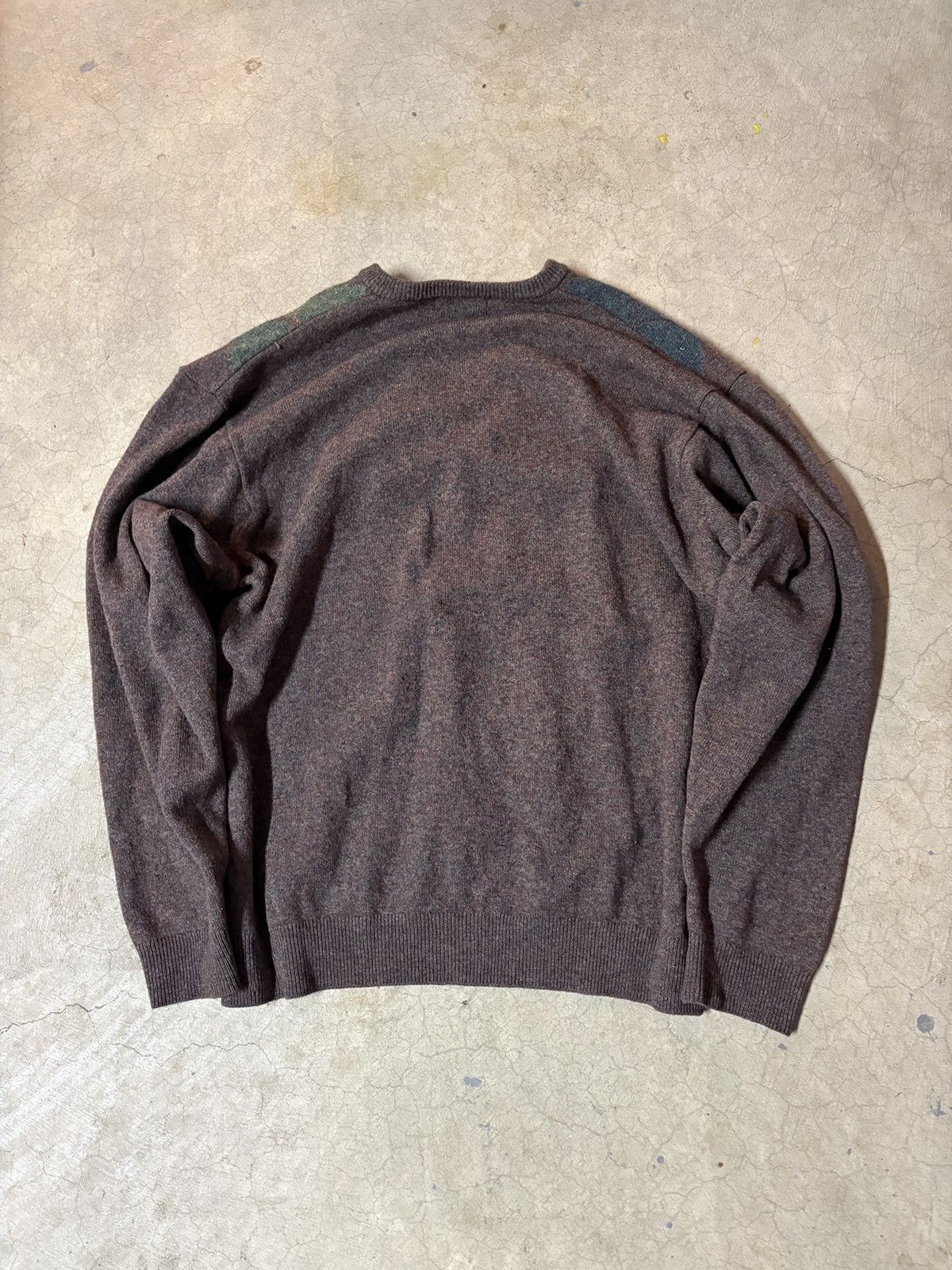 L.L. Bean Vintage 80’s L.L. Bean Argyle Lamb Wool Sweater V-Neck Brown Size US XL / EU 56 / 4 - 5 Thumbnail