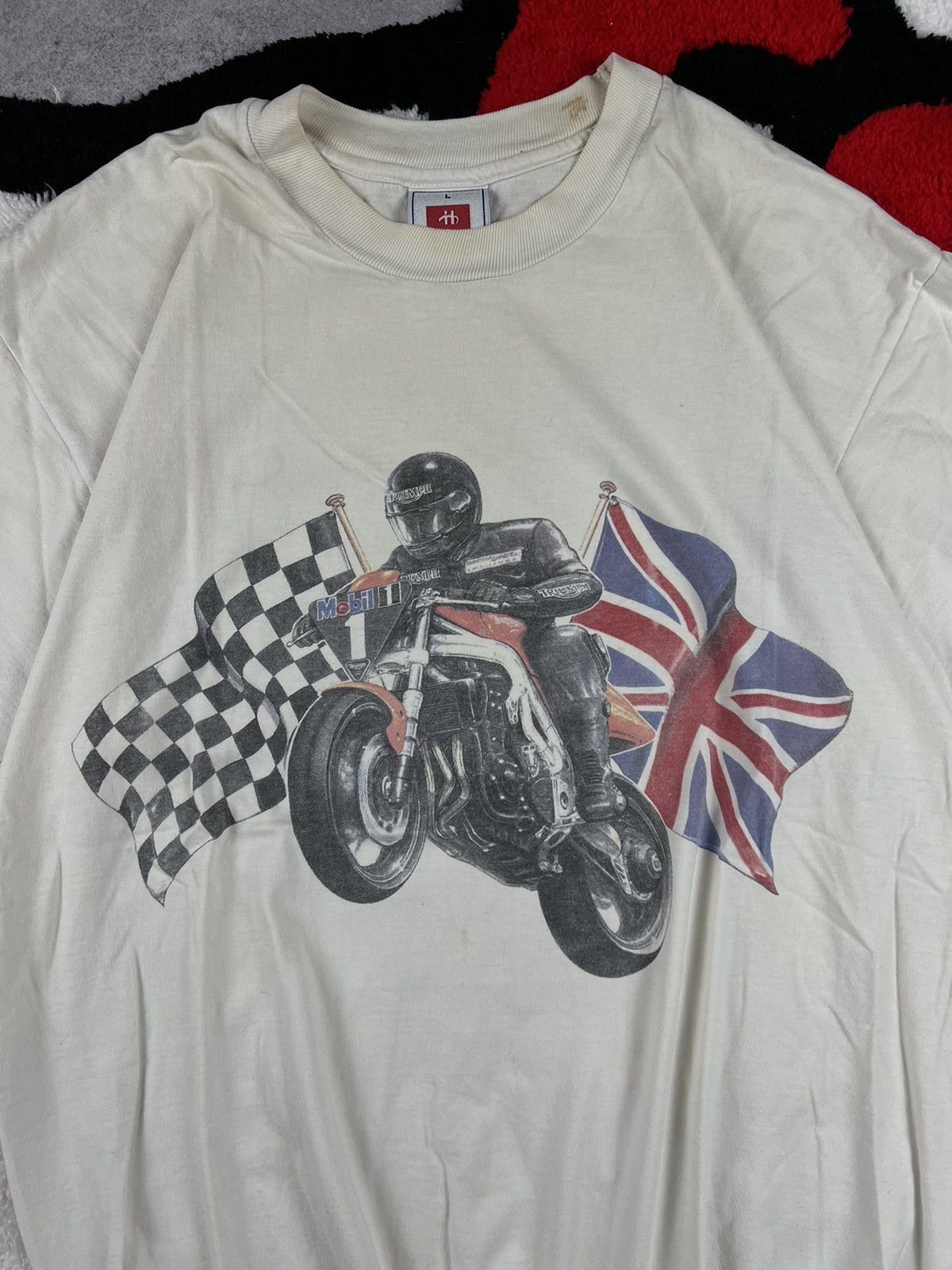 Vintage Vintage 90s Triumph Motorcycle Mobil Racing Y2K Tee Shirt Size US L / EU 52-54 / 3 - 4 Thumbnail