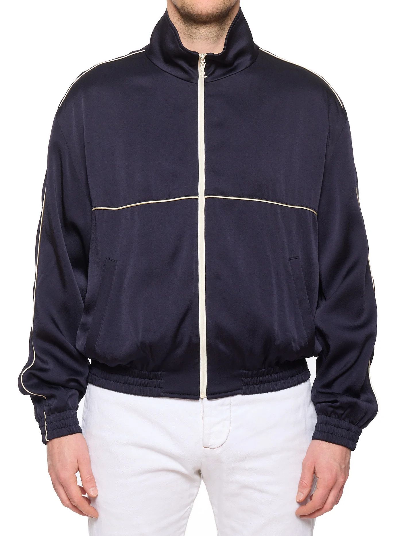 Saint Laurent Paris SAINT LAURENT Paris Navy Zip-Up Track Jacket Size US L / EU 52-54 / 3 - 1 Thumbnail