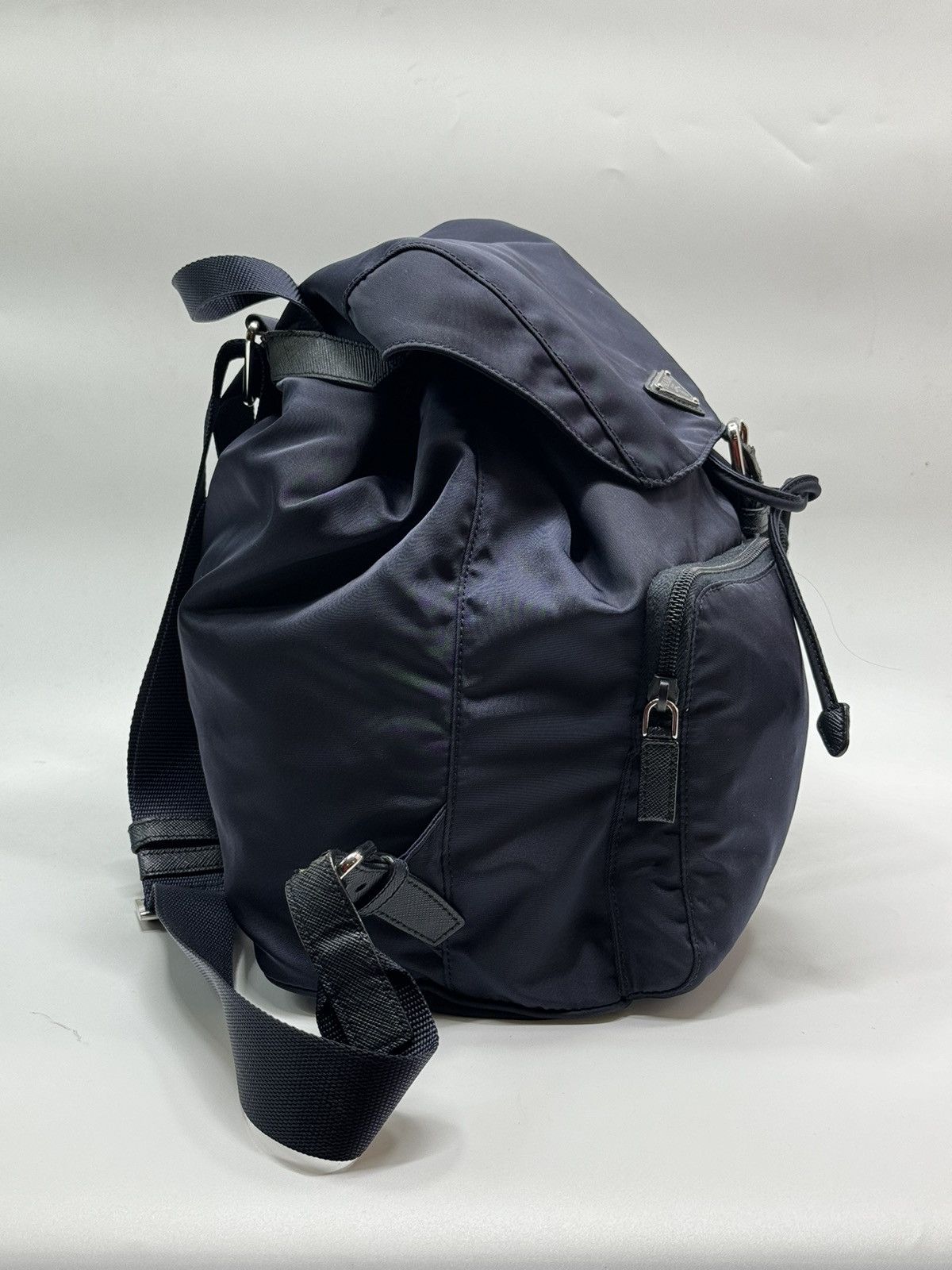 Prada Prada Zainetto Navy Tessuto Nylon Leather Backpack Rucksack Size ONE SIZE - 7 Thumbnail
