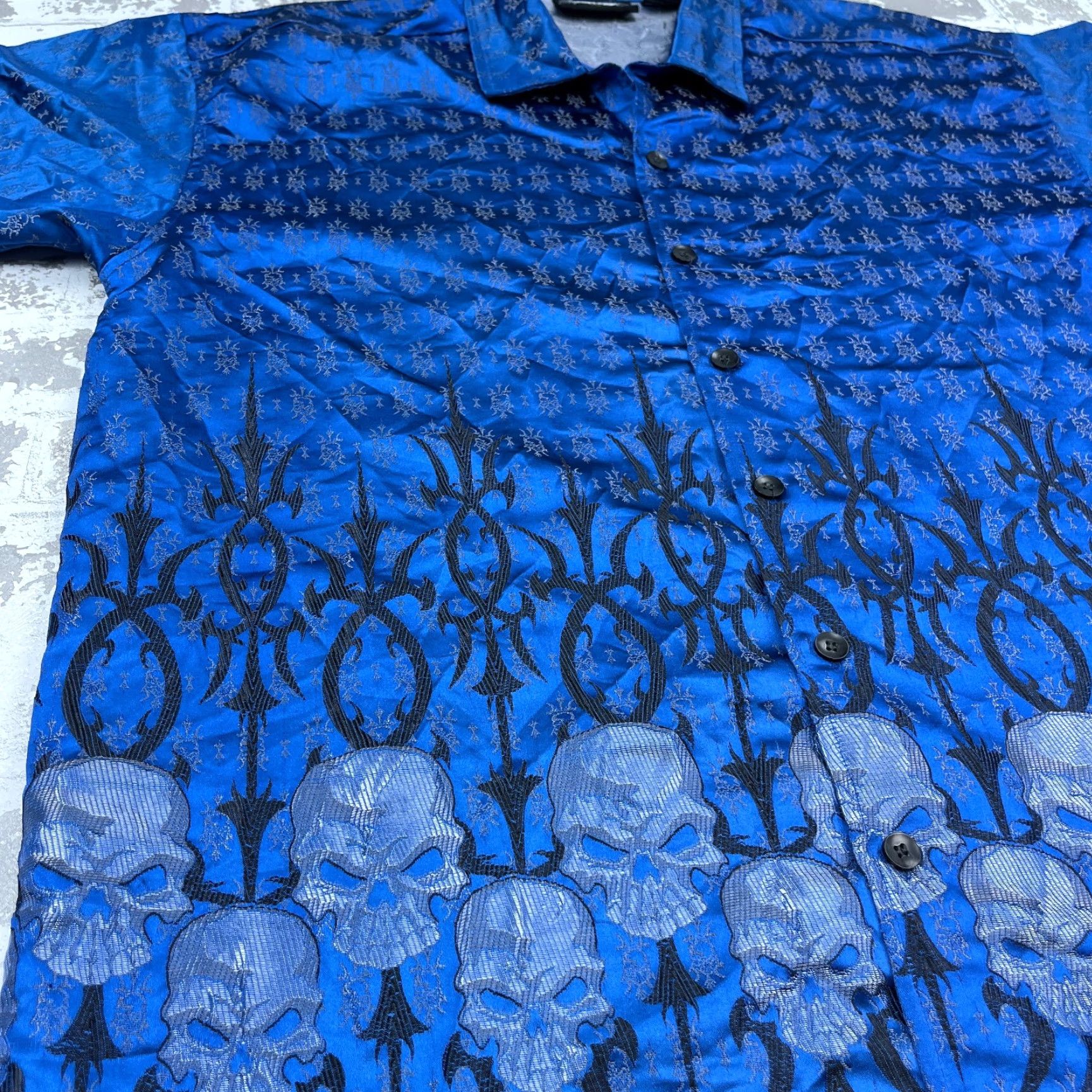 Vintage VINTAGE Street Culture Shirt Men XL Blue Button Up Skull AOP Bowling Punk Size US XL / EU 56 / 4 - 4 Thumbnail