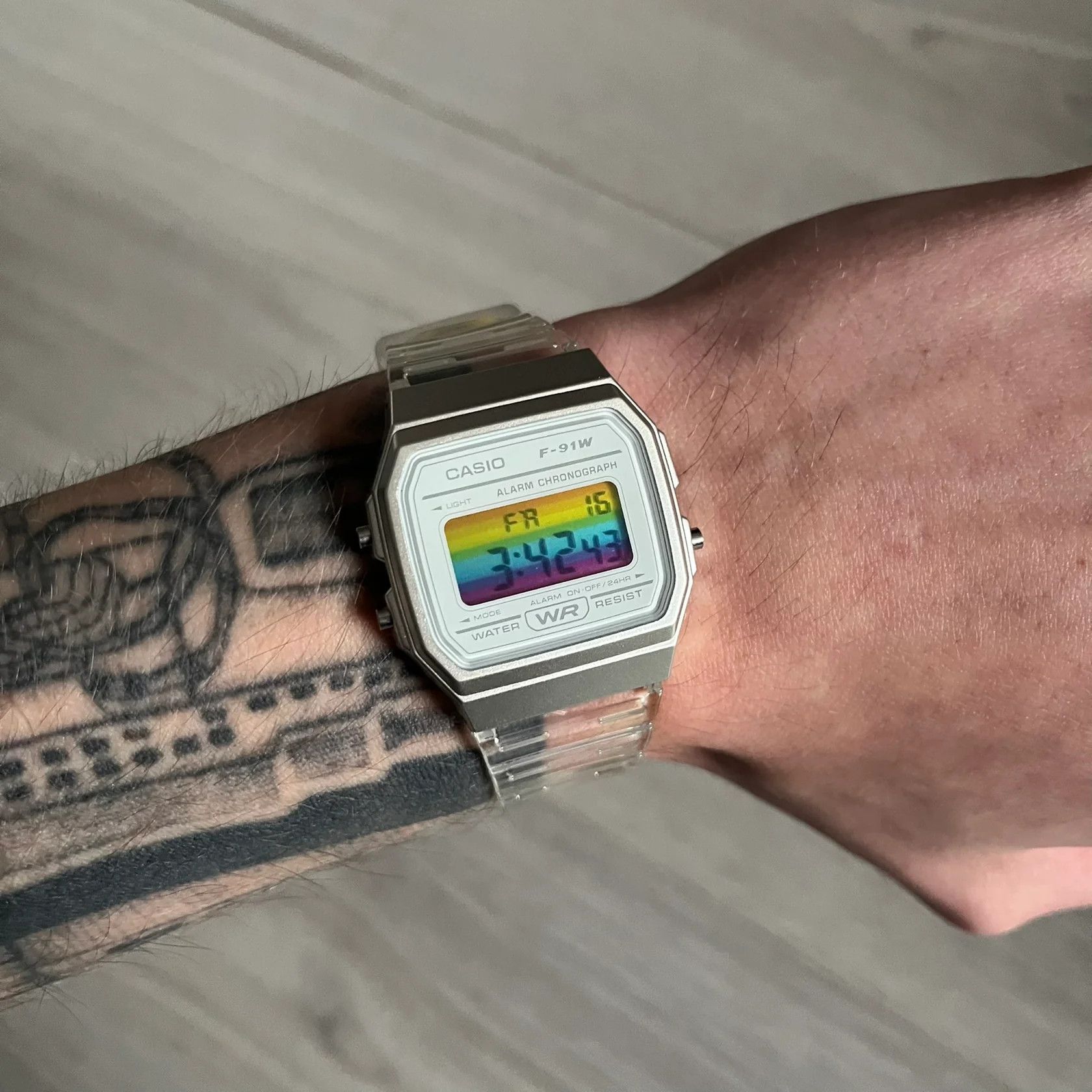 Casio Casio F-91W "Rainbow" Clear Digital Watch Size ONE SIZE - 1 Thumbnail