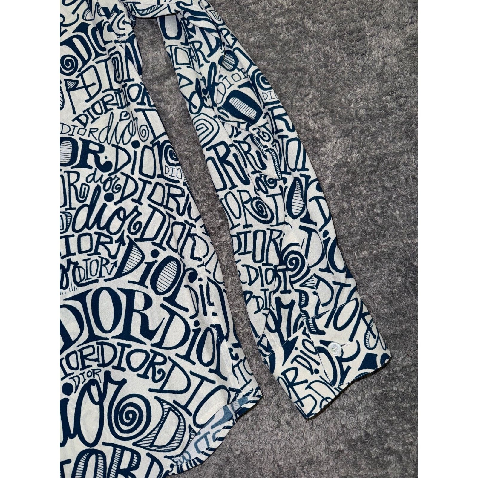 Dior Dior Shawn Stussy Blue Swirl Graffiti Long Sleeve Button Up Size US L / EU 52-54 / 3 - 12 Thumbnail