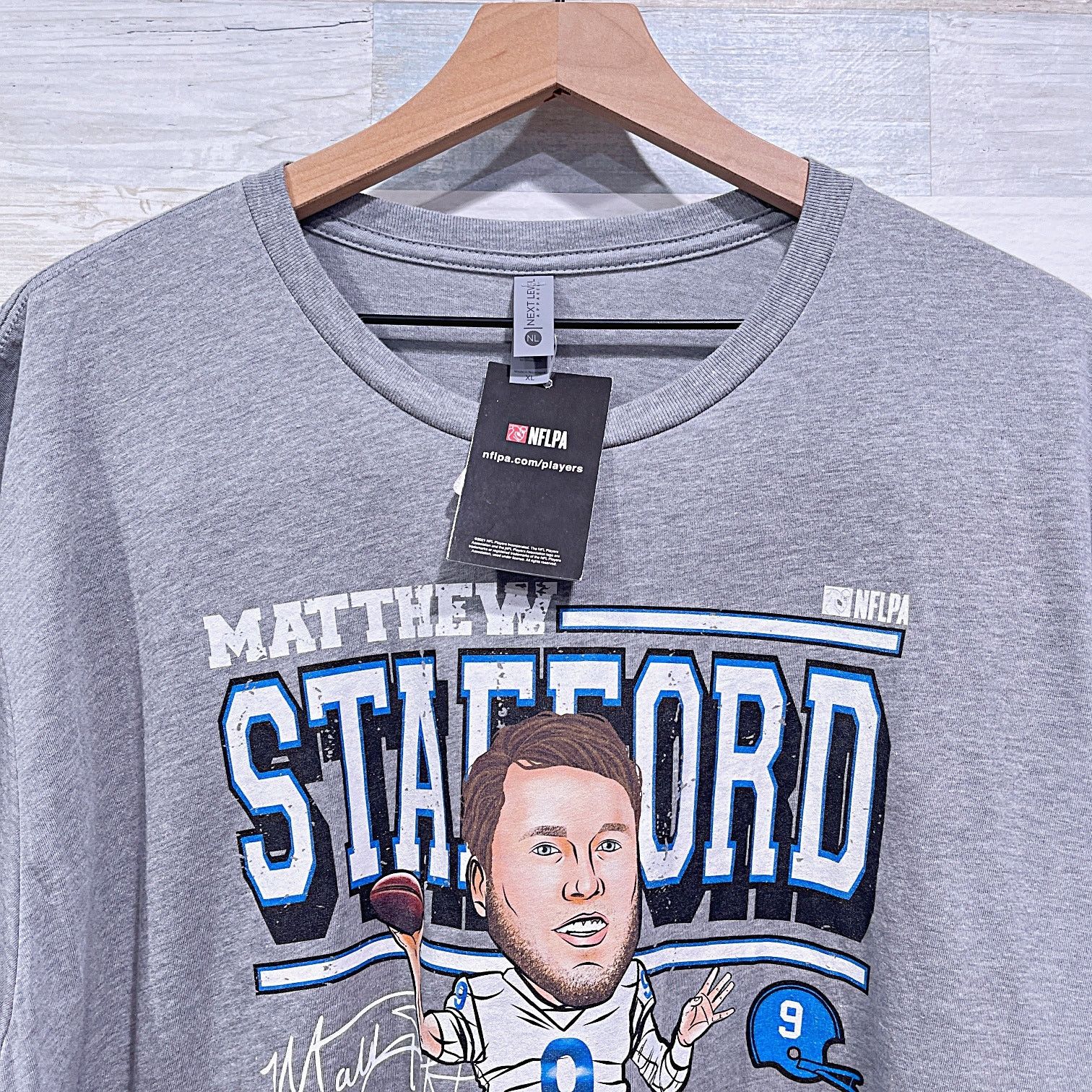 Next Level Apparel NFLPA Matthew Stafford Caricature Graphic T Shirt Gray XL Size US XL / EU 56 / 4 - 2 Thumbnail