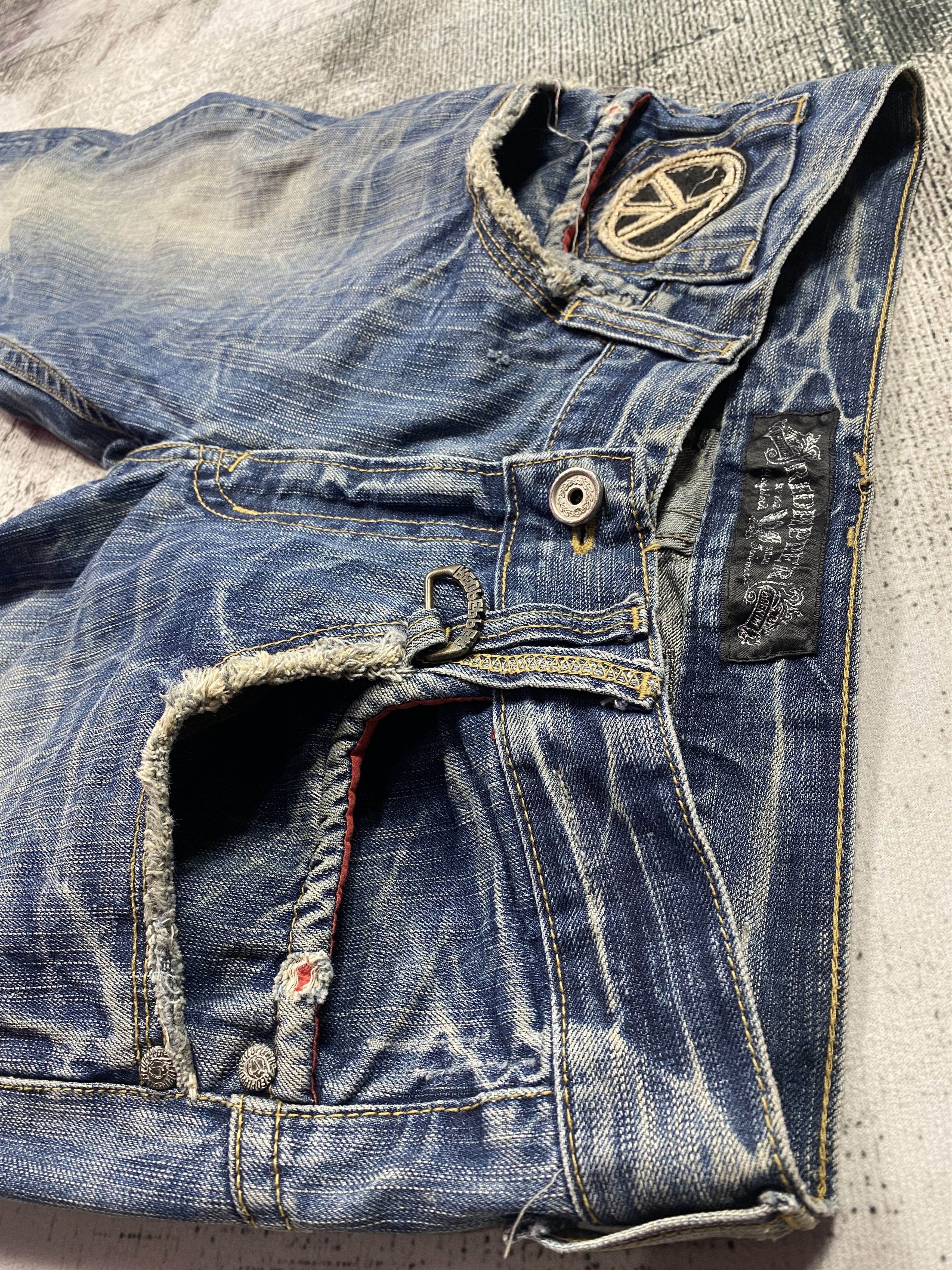 Japanese Brand SICKS💥Japanese Jeans Red Pepper & Denim Whiskers Distress Size US 32 / EU 48 - 7 Thumbnail