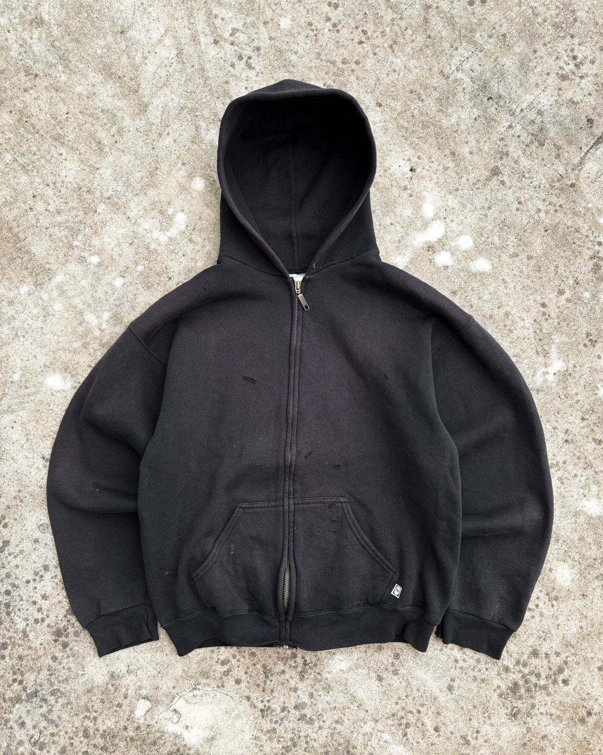 Thrashed Distressed Discus Faded Zip Hoodie