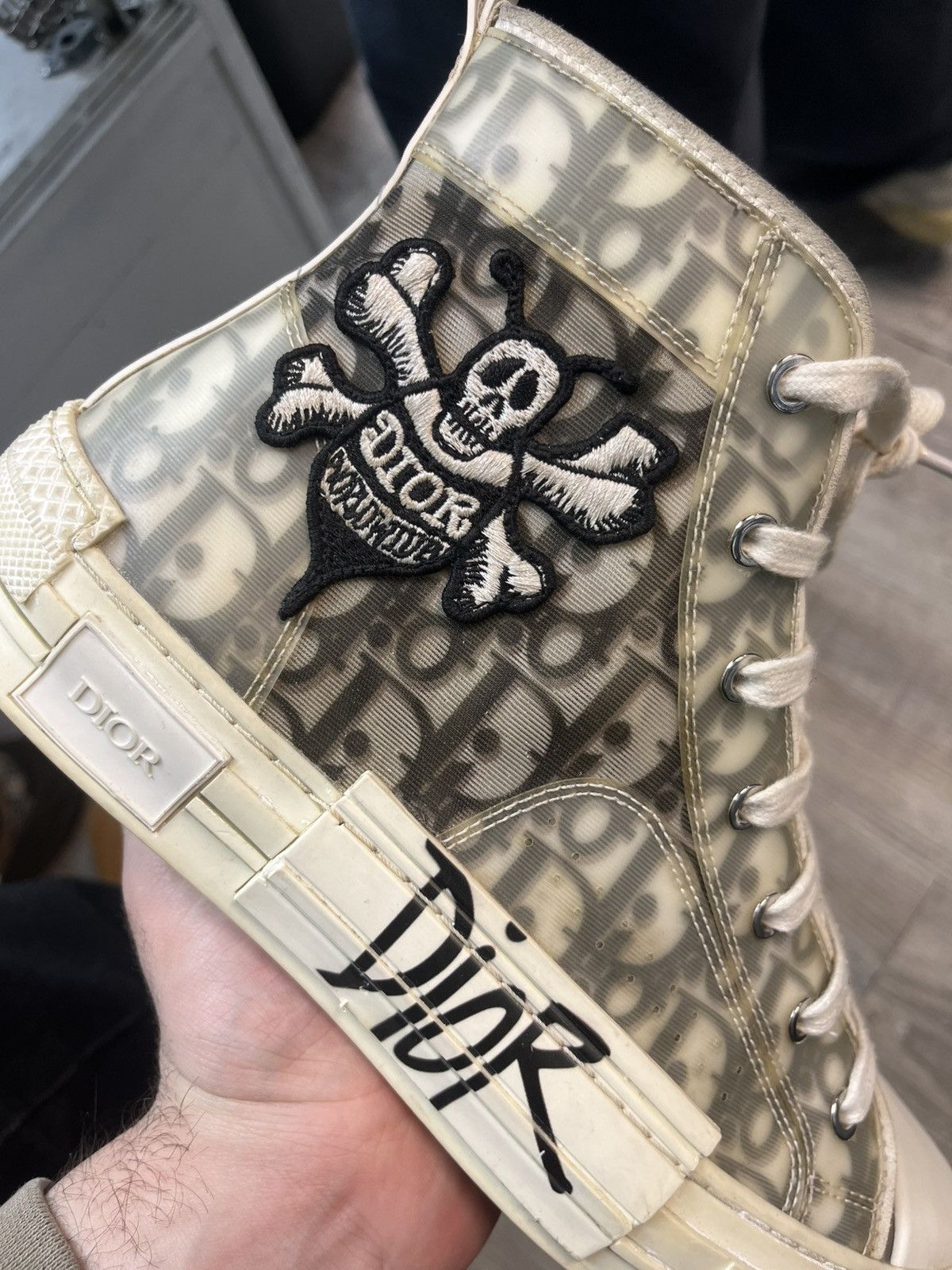 Dior × Stussy Dior x Stussy B23 High Top Sneaker Grey White Oblique Mono Size US 8 / EU 41 - 12 Thumbnail